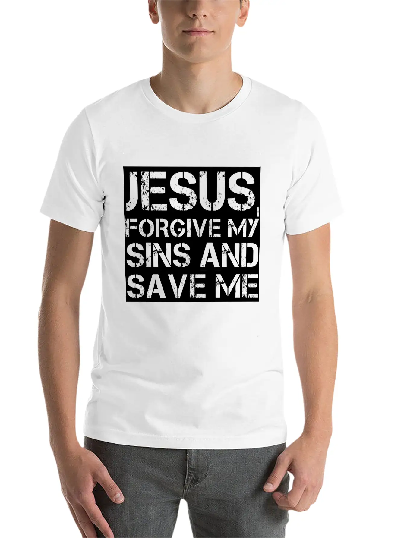 Jesus, Forgive My Sins And Save Me Essential Cotton Tee For Daily Outfits ¨C Unisex Style