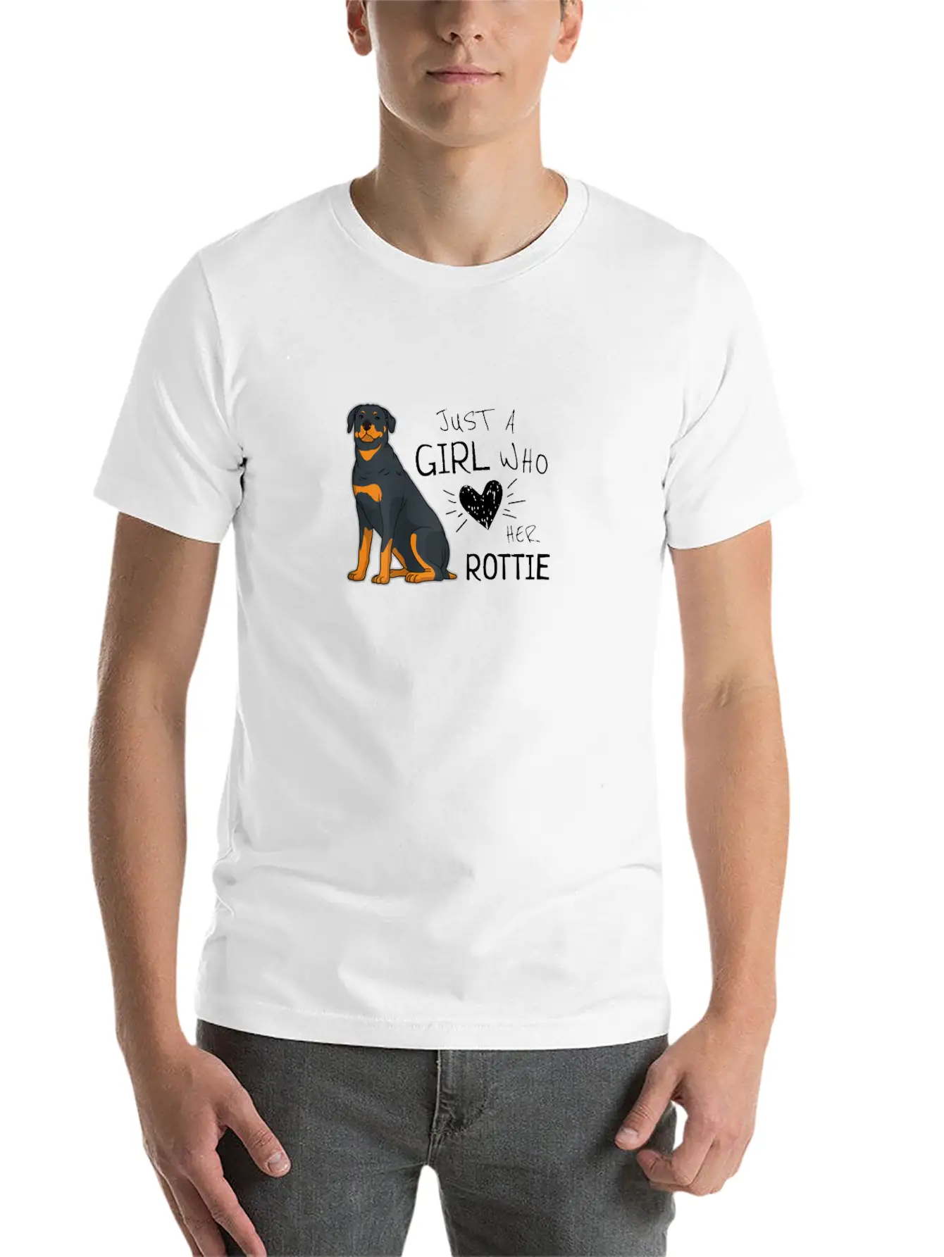 Just A Girl Who Loves Her Rottie Rottweiler Dog Basic Graphic T-Shirt ¨C Daily Comfort In Soft Cotton