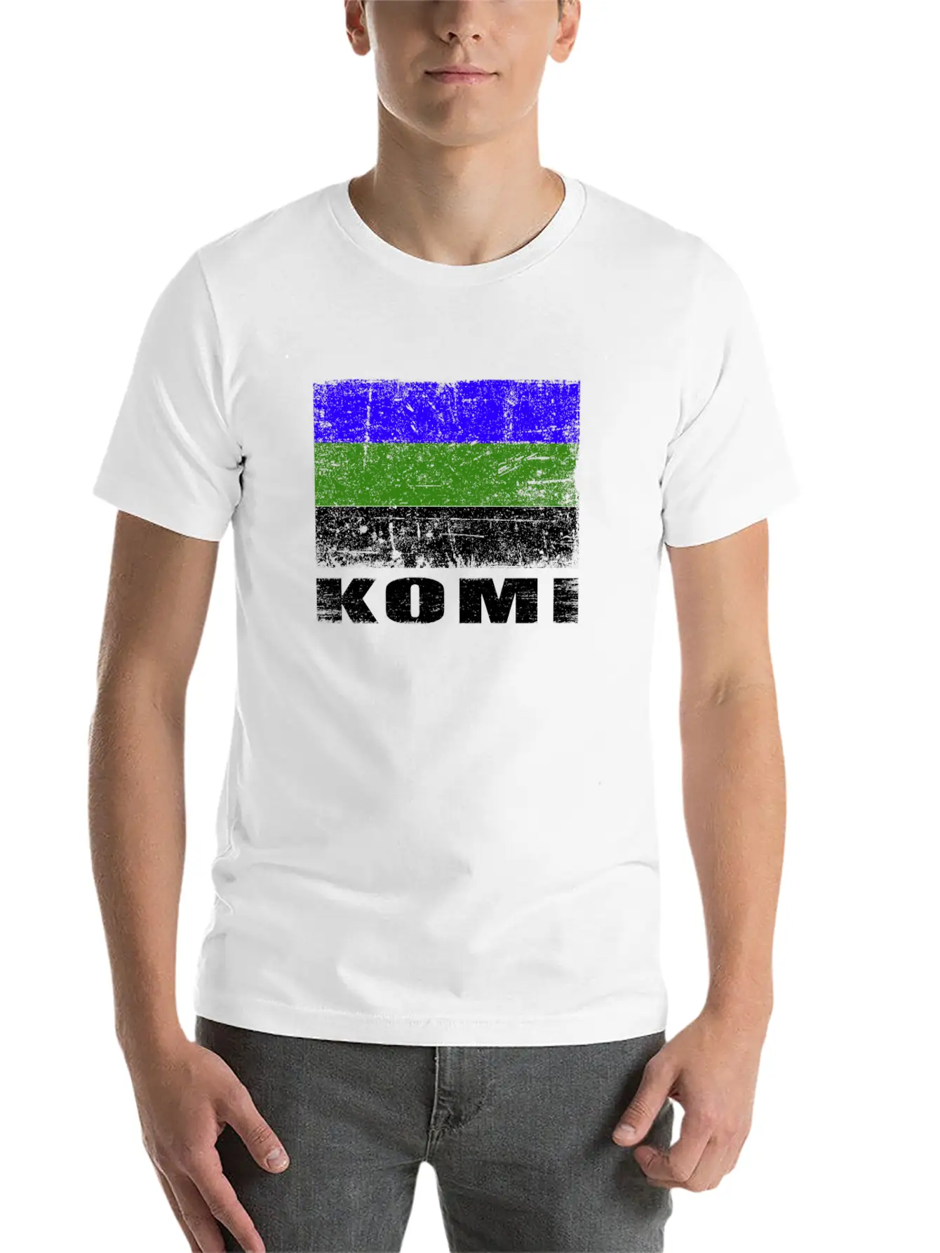 Komi Flag Grunge Country Flag Komi Basic Graphic T-Shirt ¨C Daily Comfort In Soft Cotton