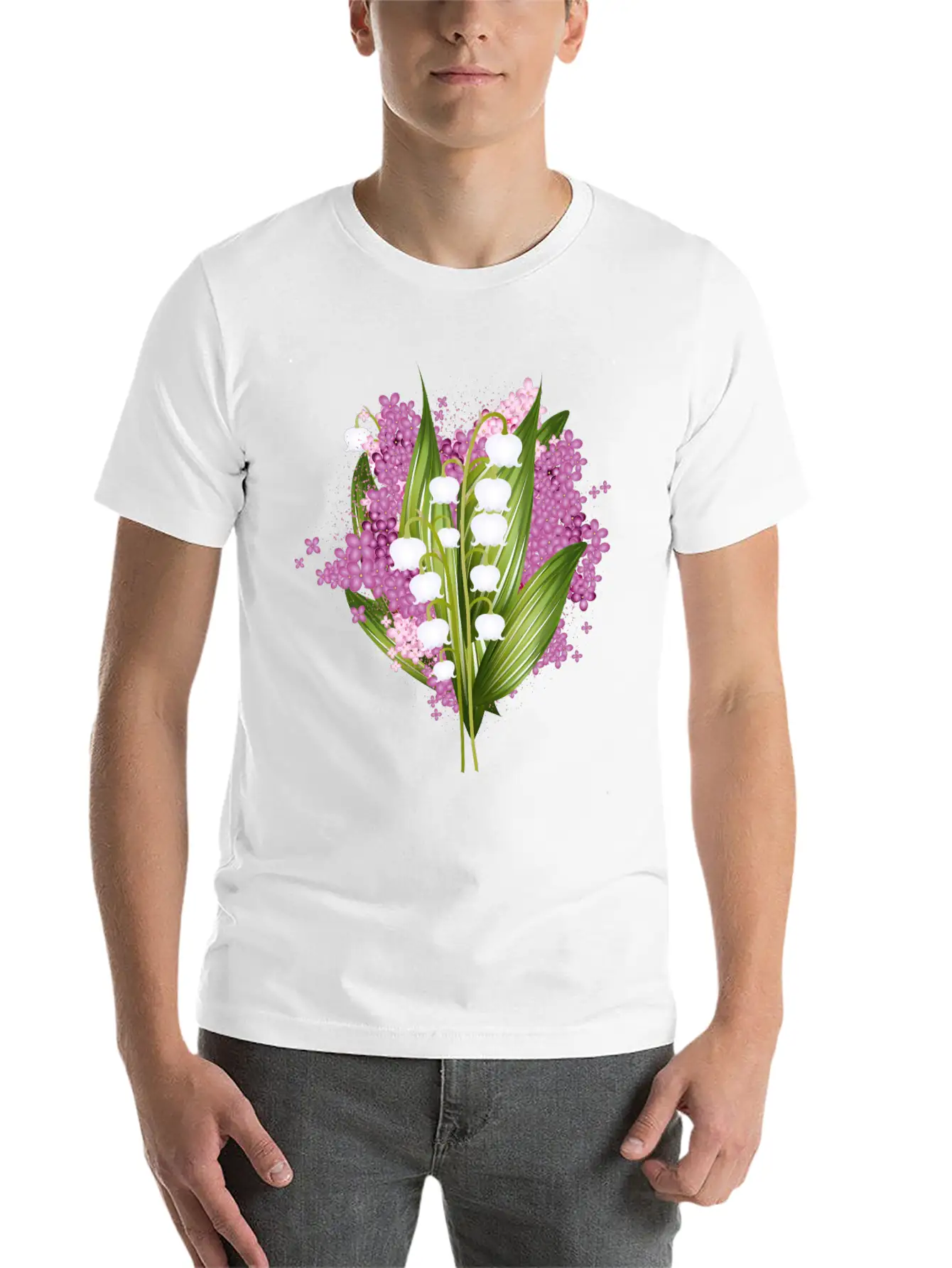 Lily Of The Valley And Lilac Bouquet Basic Graphic T-Shirt ¨C Daily Comfort In Soft Cotton