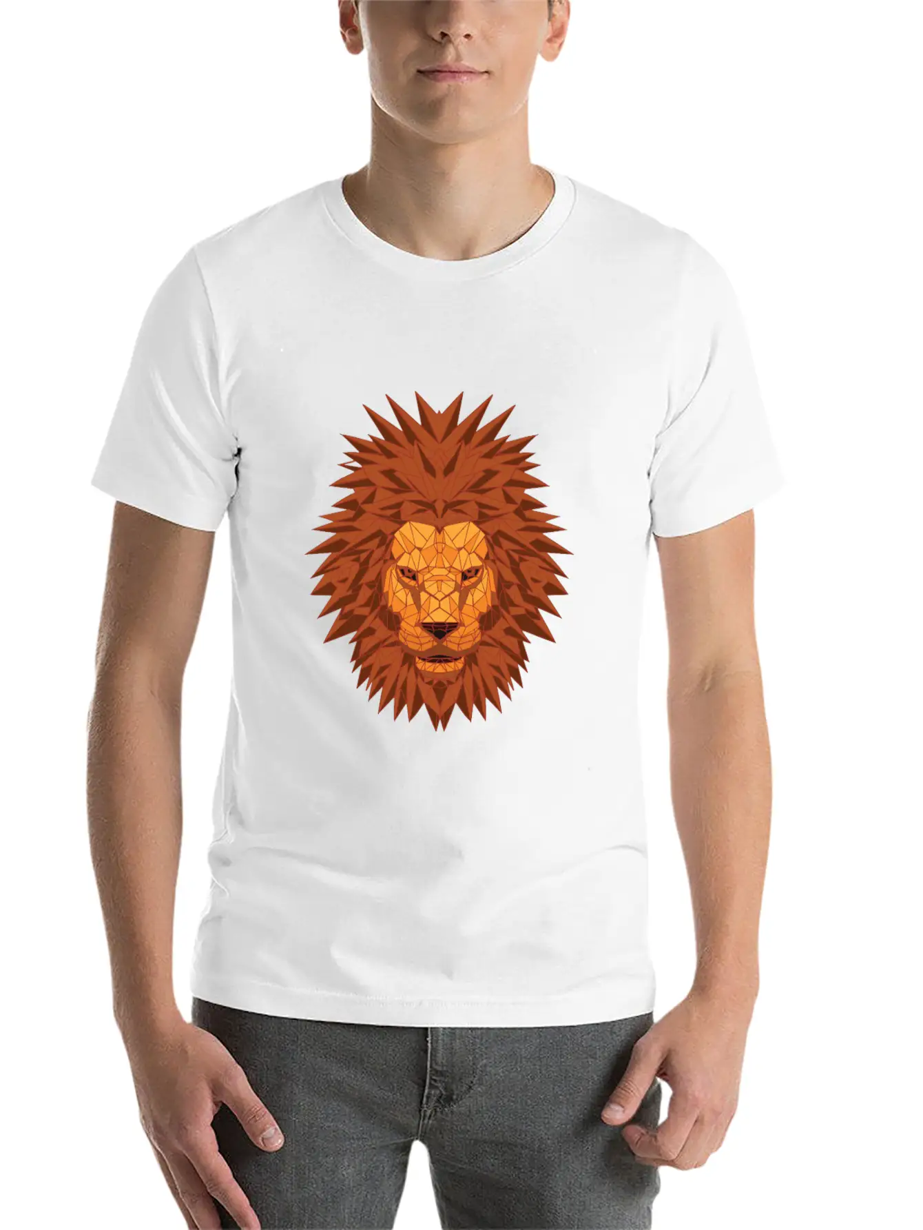 Lion Head Polygon Lion In Bright Colors Fierce Soft Cotton Short Sleeve Tee ¨C Unisex Wardrobe Staple