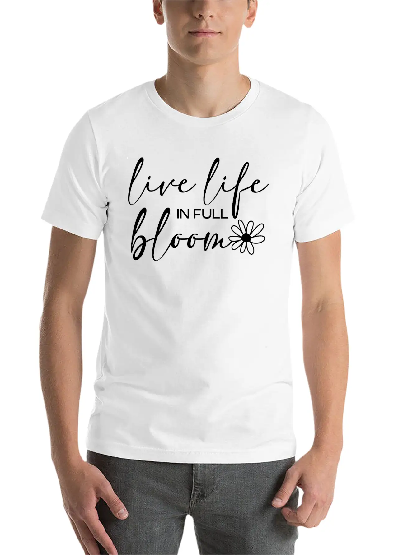 Live Life In Full Bloom Basic Graphic T-Shirt ¨C Daily Comfort In Soft Cotton
