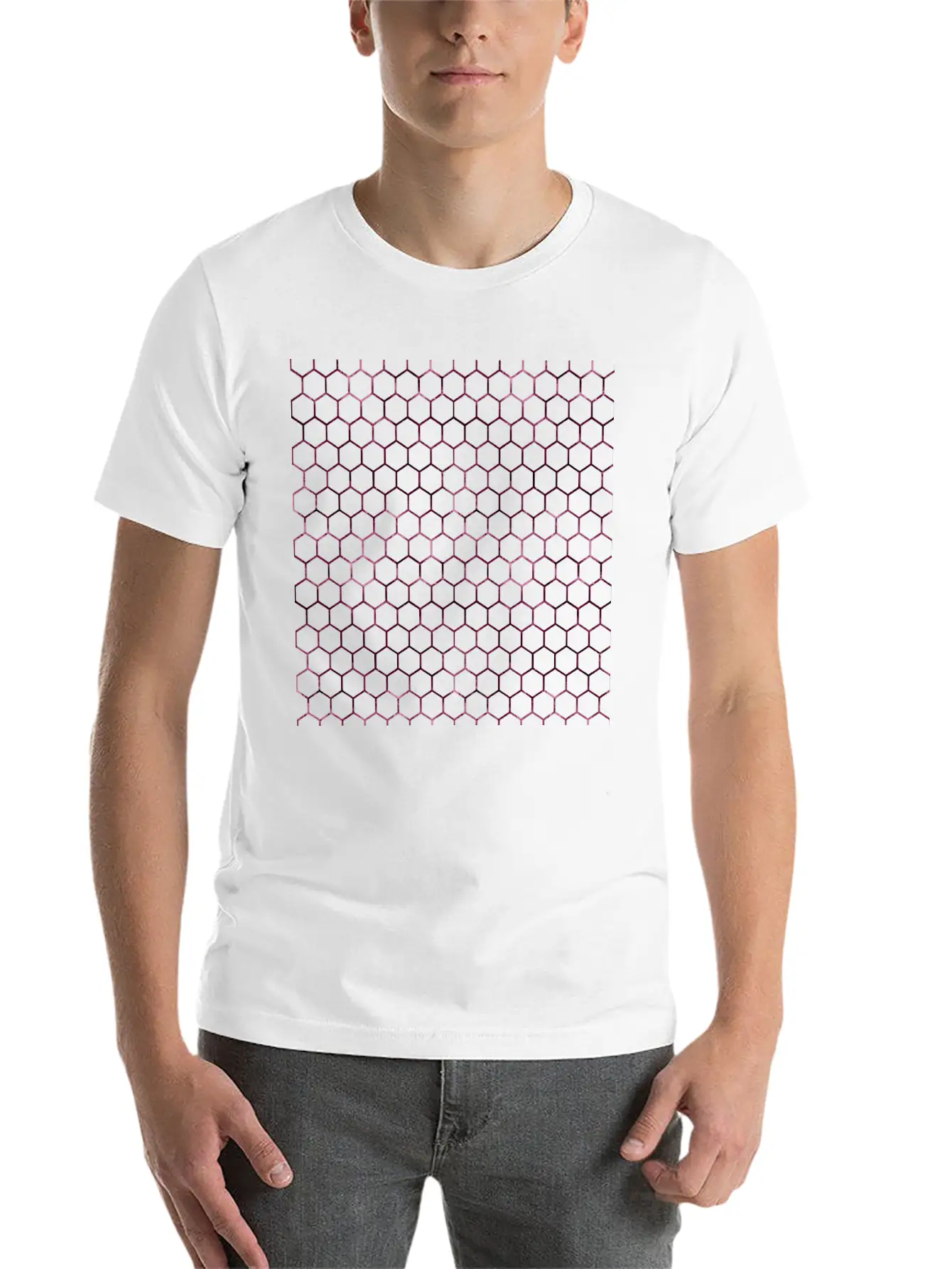 Metallic Burgundy Honeycomb Pattern Soft Cotton Short Sleeve Tee ¨C Unisex Wardrobe Staple