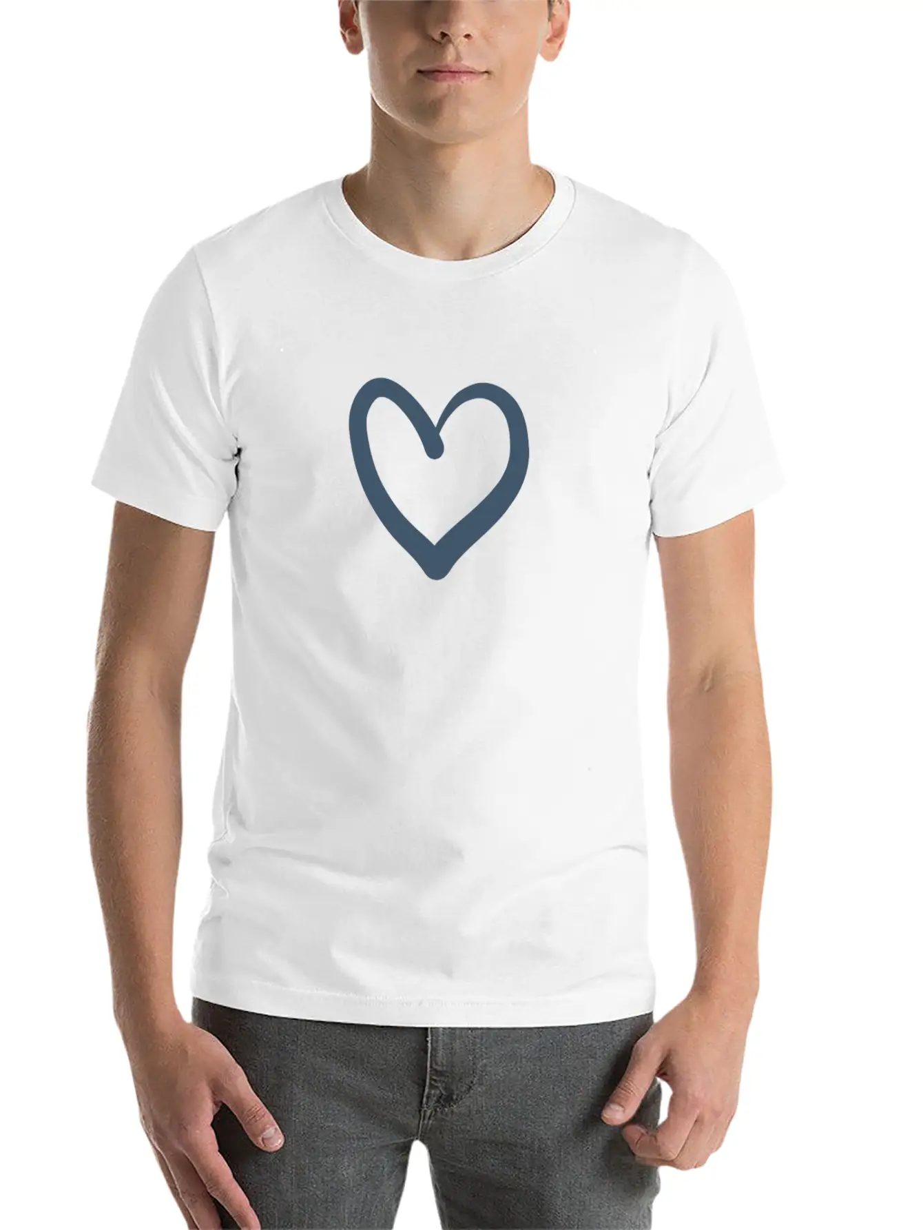 Minimalistic Line Art Blue Heart Soft Cotton Short Sleeve Tee ¨C Unisex Wardrobe Staple