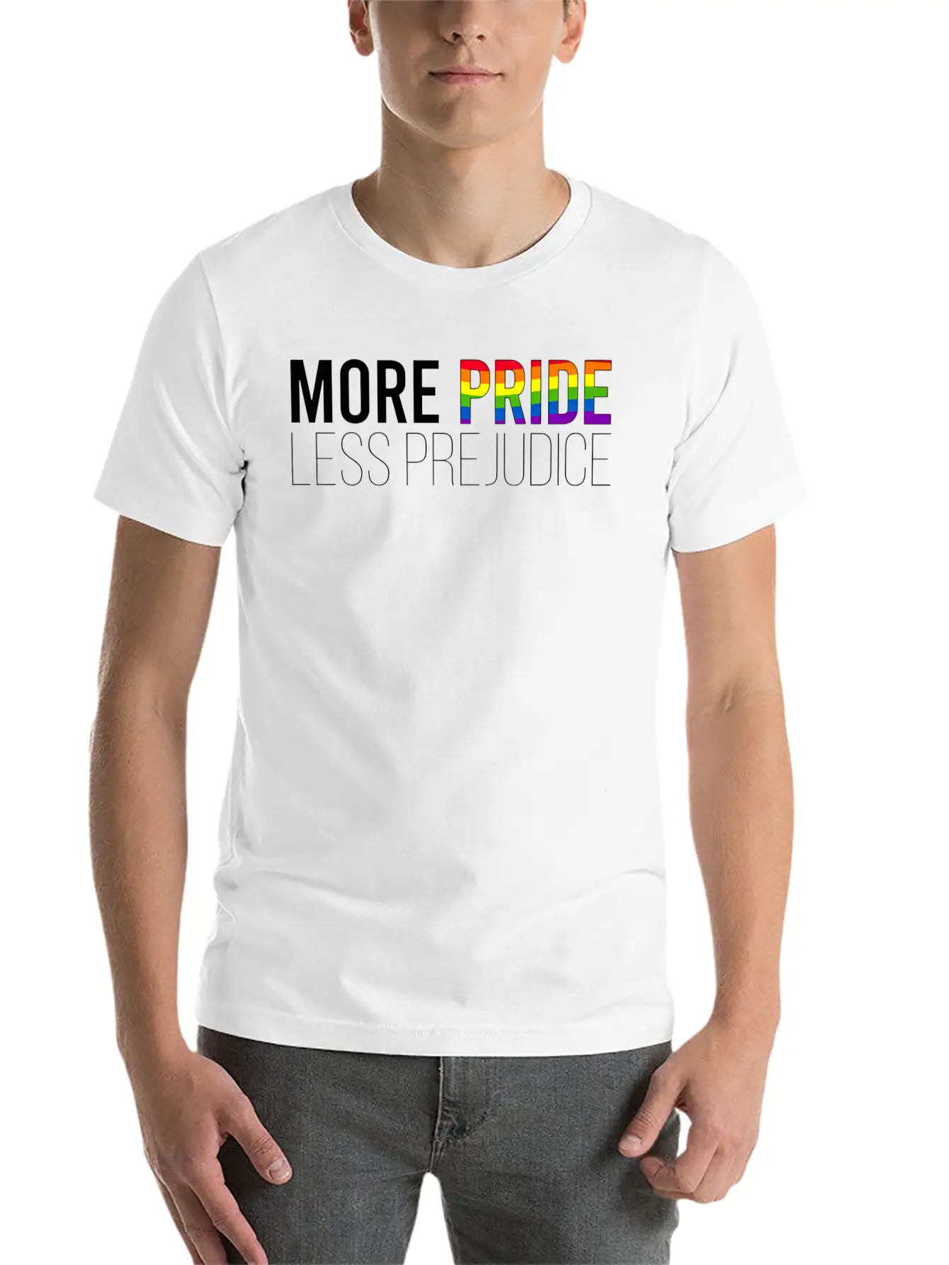 More Pride Less Prejudice Basic Graphic T-Shirt ¨C Daily Comfort In Soft Cotton