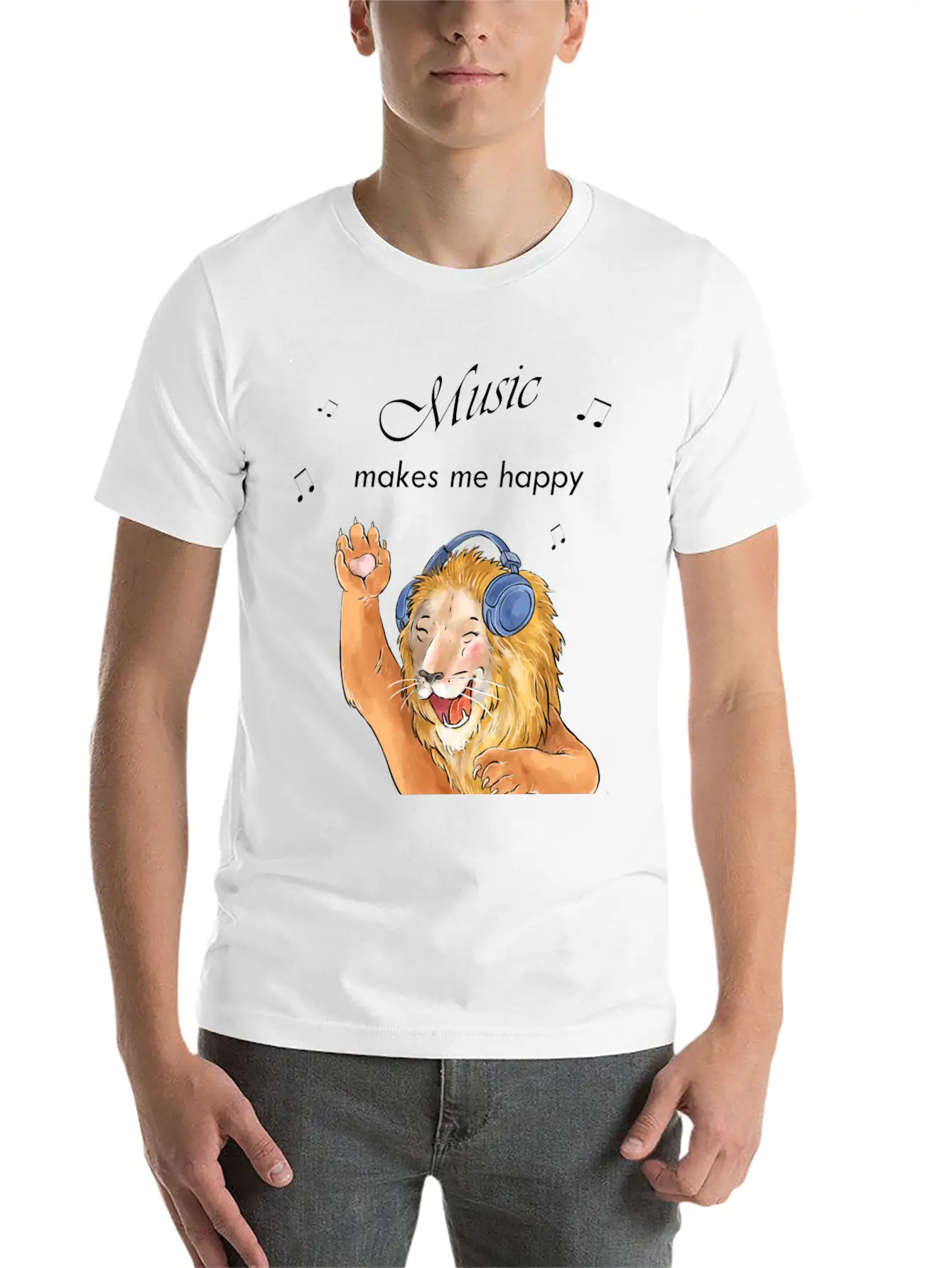Music Makes Me Happy Essential Cotton Tee For Daily Outfits ¨C Unisex Style