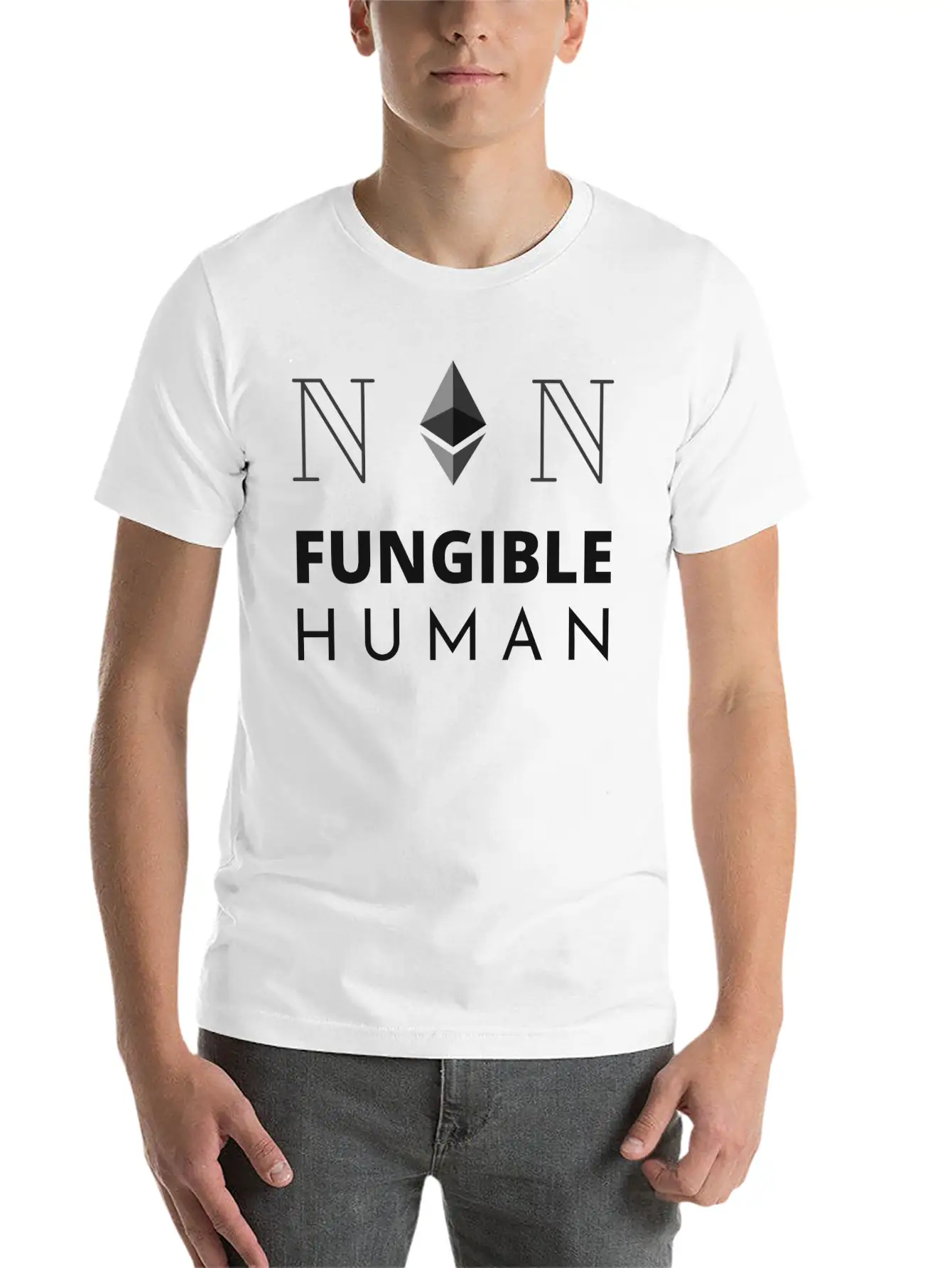 Non-fungible Human Black. Soft Cotton Short Sleeve Tee ¨C Unisex Wardrobe Staple