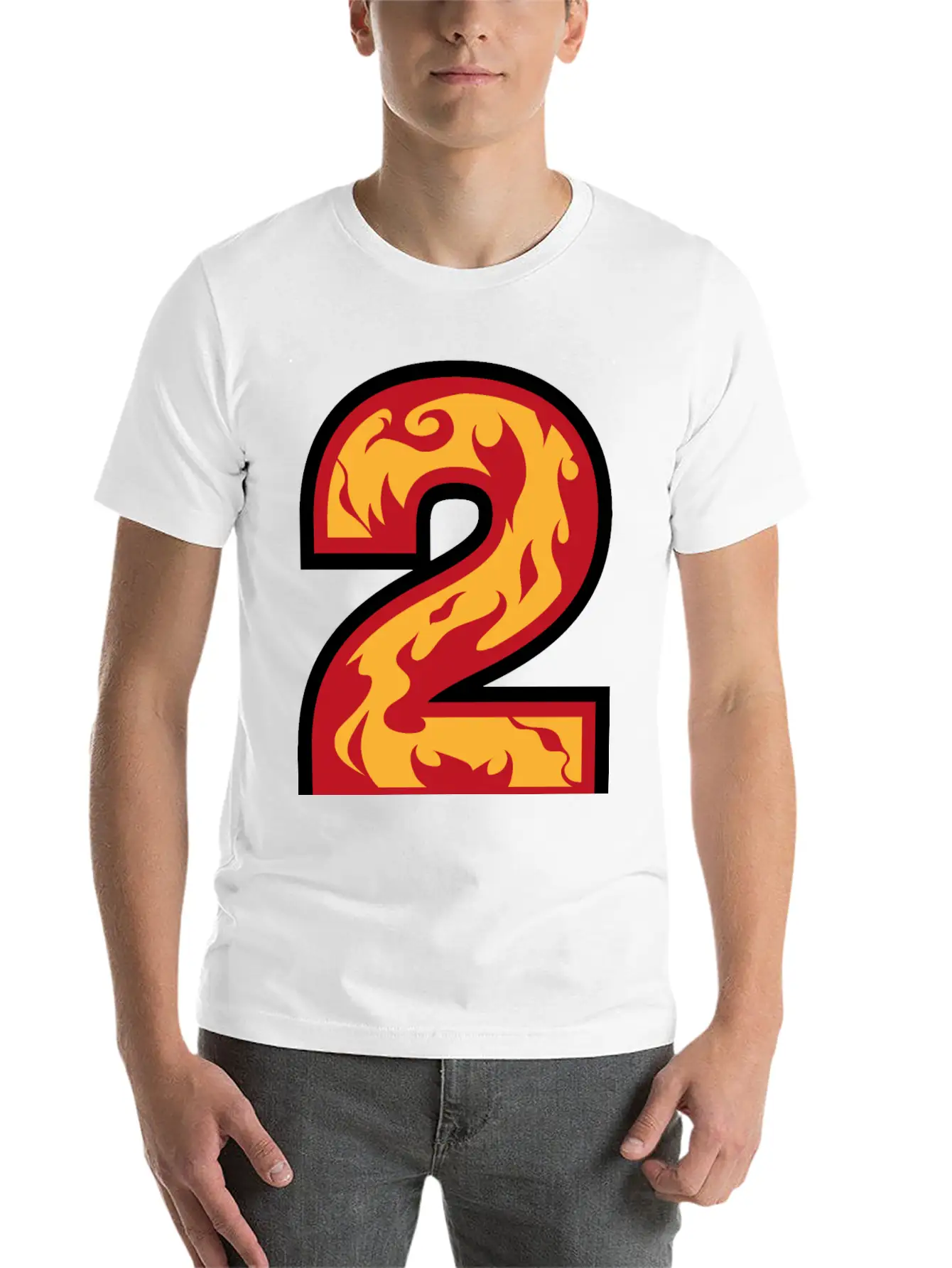 Number 2 With Flames - Number Two On Fire ? Basic Graphic T-Shirt ¨C Daily Comfort In Soft Cotton
