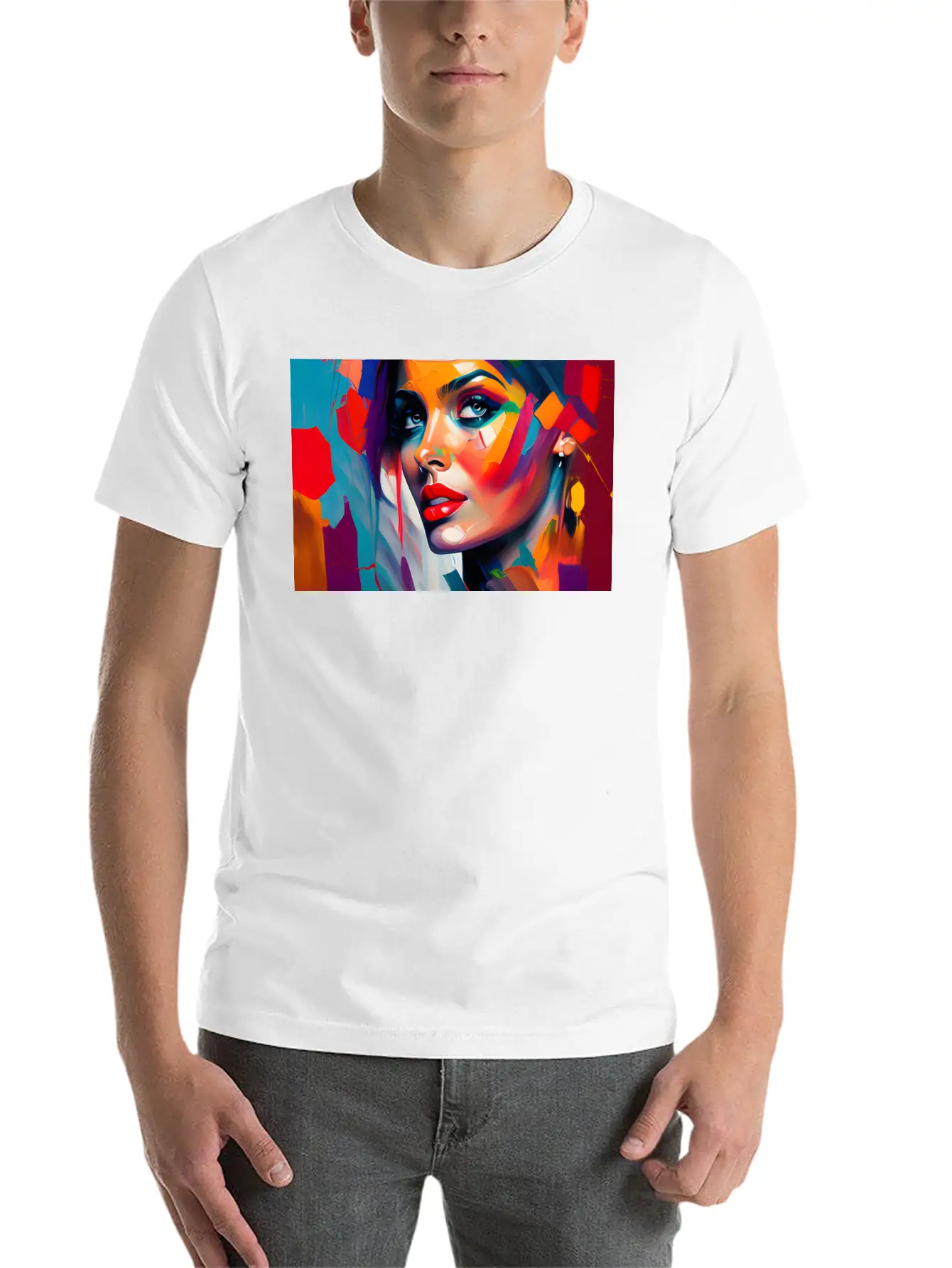 Oil Painting Beautiful Girl Essential Cotton Tee For Daily Outfits ¨C Unisex Style