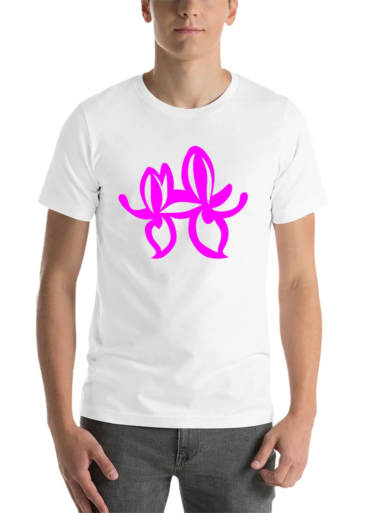 Orchid Flower Vector Single Color Essential Cotton Tee For Daily Outfits ¨C Unisex Style