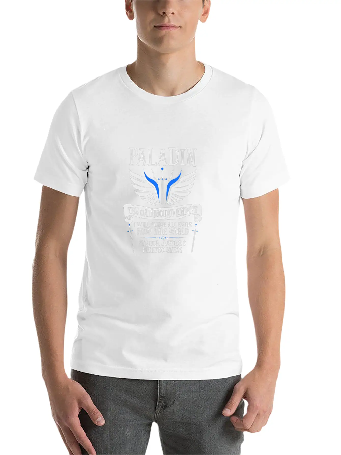 PALADIN, THE OATHBOUND KNIGHT- (White) Essential T Basic Graphic T-Shirt ¨C Daily Comfort In Soft Cotton