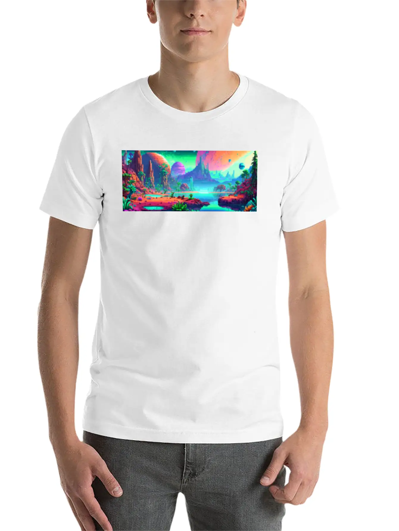 Panorama Mug - Retro - Alien Planet 01 Soft Cotton Short Sleeve Tee ¨C Unisex Wardrobe Staple
