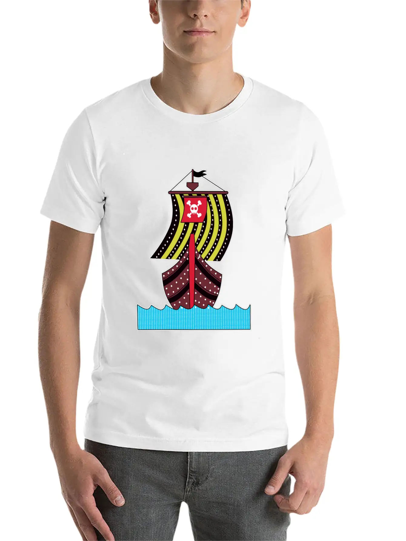 Pirate Ship Ocean Sailing Adventure Gift Idea Basic Graphic T-Shirt ¨C Daily Comfort In Soft Cotton