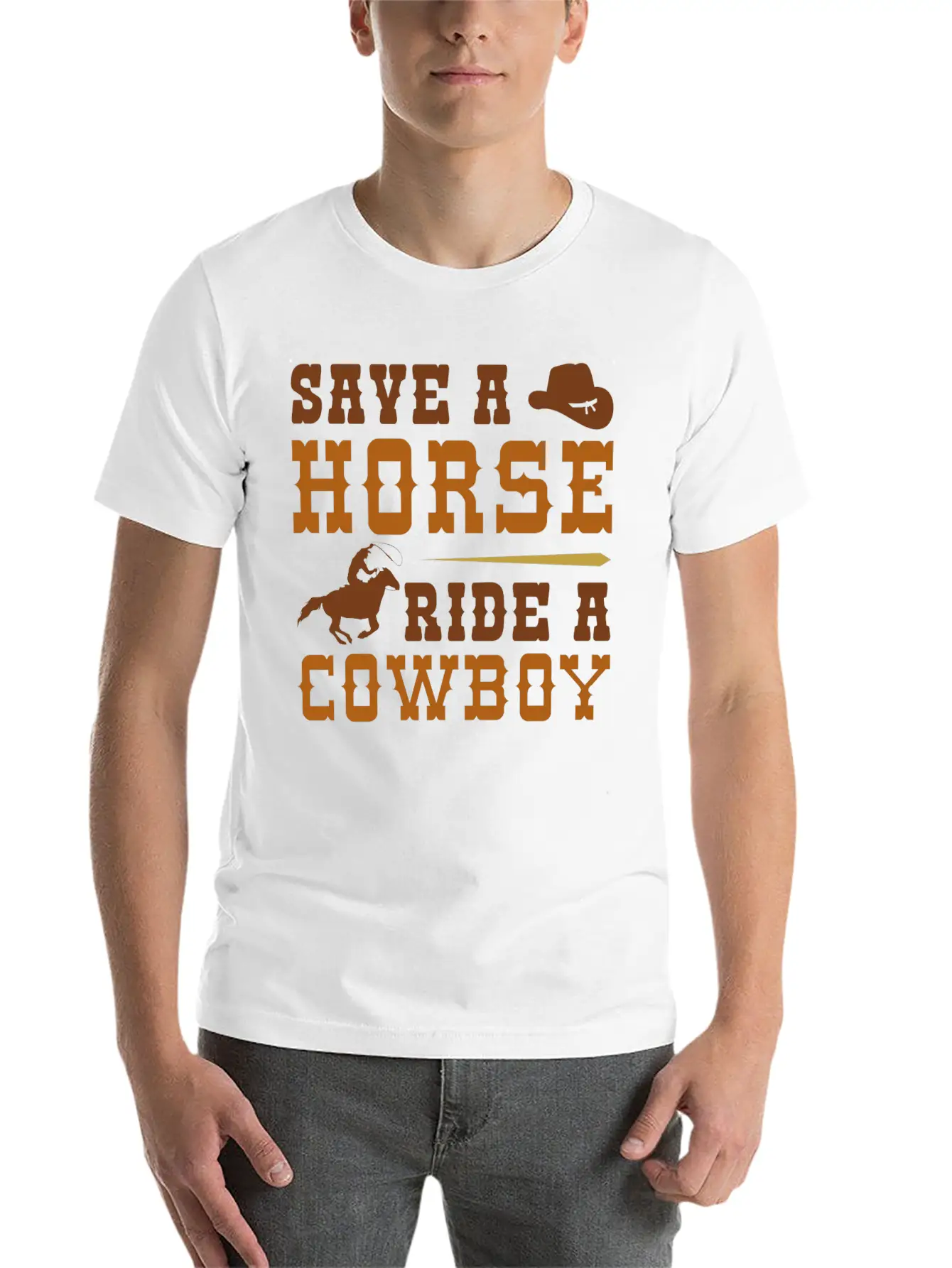 Save A Horse Ride A Cowboy Essential Cotton Tee For Daily Outfits ¨C Unisex Style