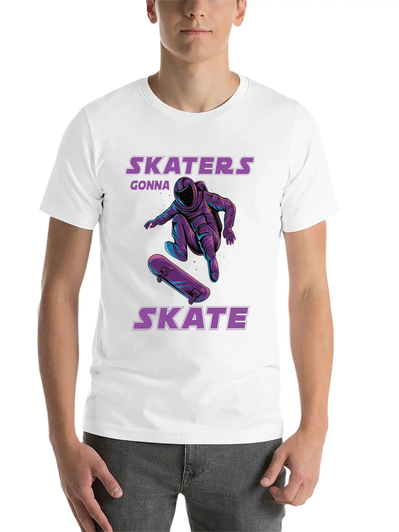 Skaters Gonna Skate Astronaut Basic Graphic T-Shirt ¨C Daily Comfort In Soft Cotton