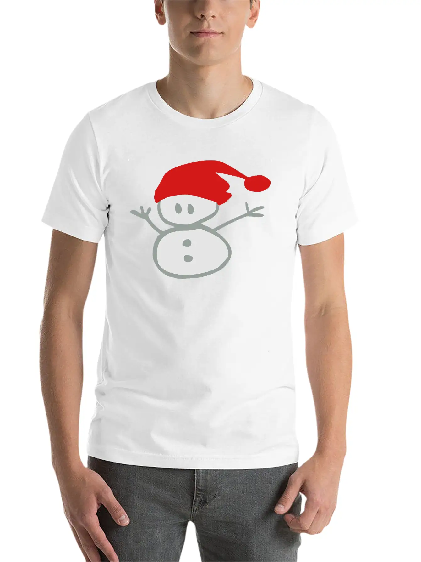 Snowman & Santa_hat Vector Art Soft Cotton Short Sleeve Tee ¨C Unisex Wardrobe Staple