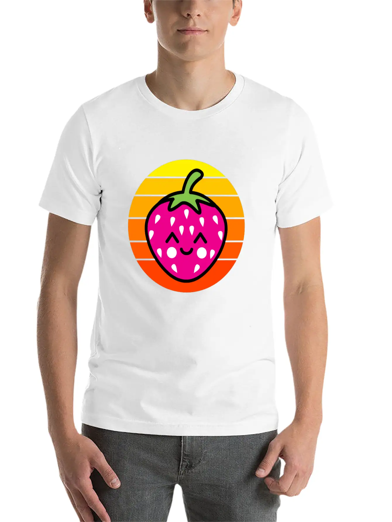 Strawberry Sunset Basic Graphic T-Shirt ¨C Daily Comfort In Soft Cotton