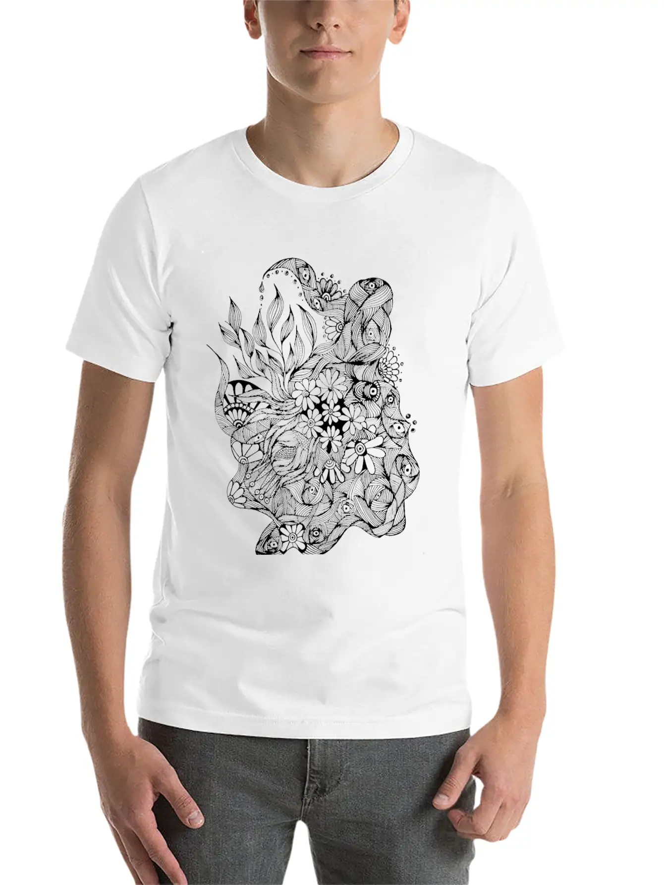 The Lined Design And The Vector Design. Essential Cotton Tee For Daily Outfits ¨C Unisex Style