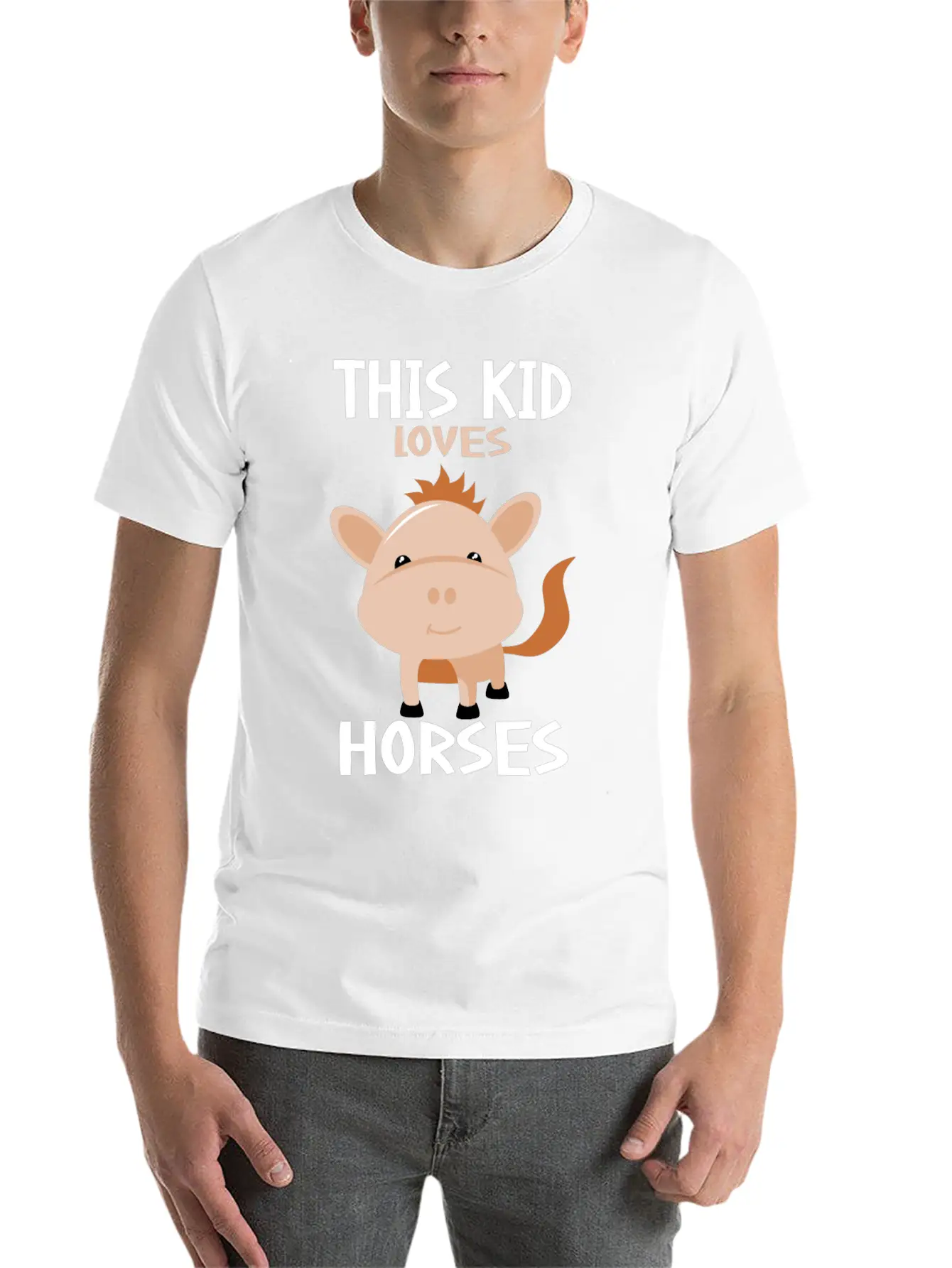 This Kid Loves Horses I Children's Horse Motif Basic Graphic T-Shirt ¨C Daily Comfort In Soft Cotton