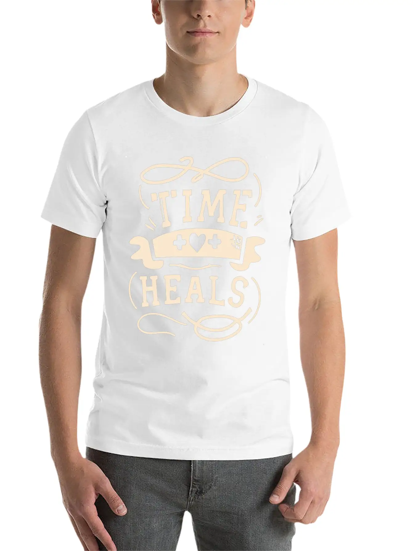 Time Heals Inspiration Quote Wisdom Gift Essential Cotton Tee For Daily Outfits ¨C Unisex Style
