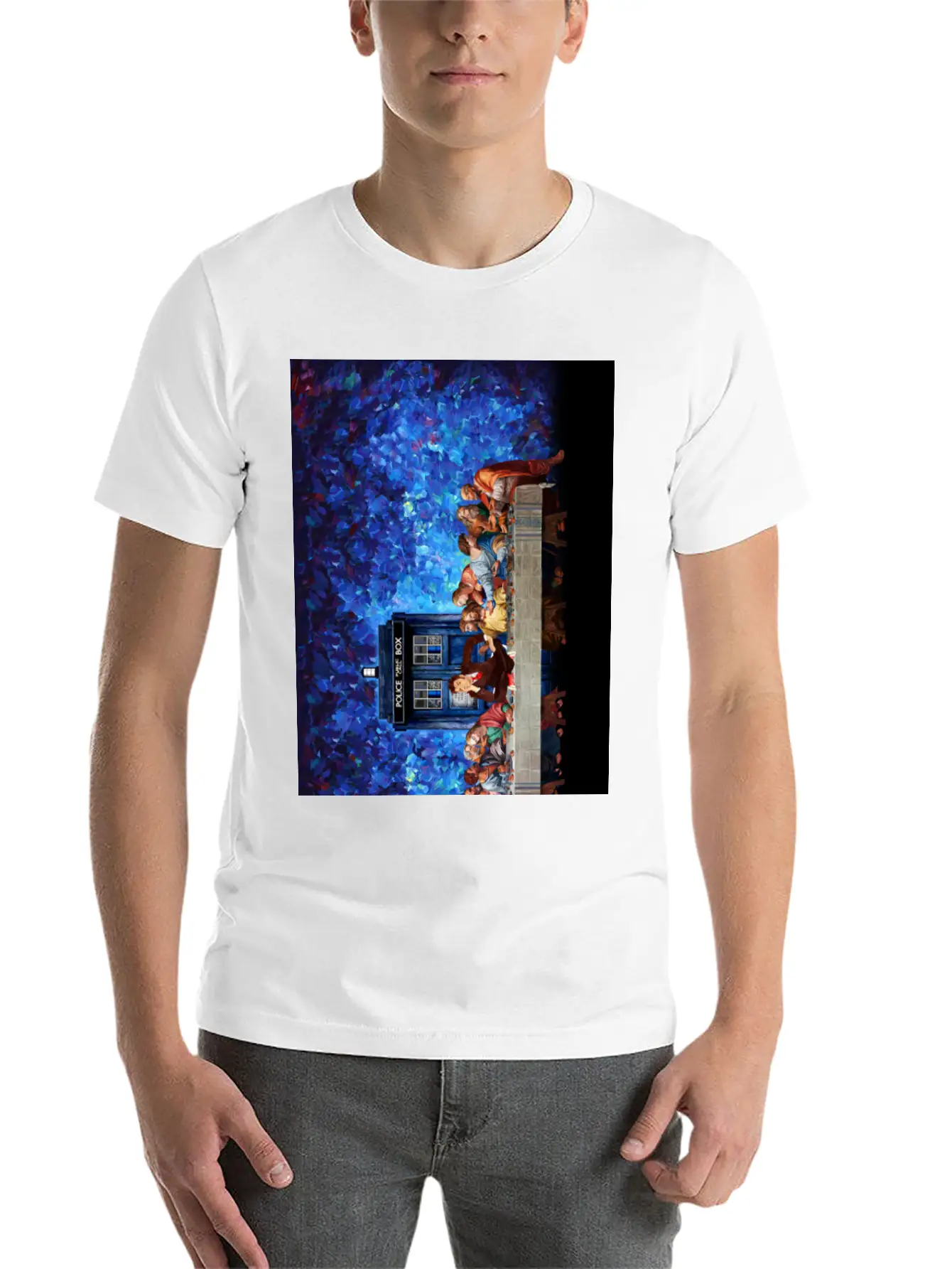 Time Traveller Lost In The Last Supper Phone Case Basic Graphic T-Shirt ¨C Daily Comfort In Soft Cotton