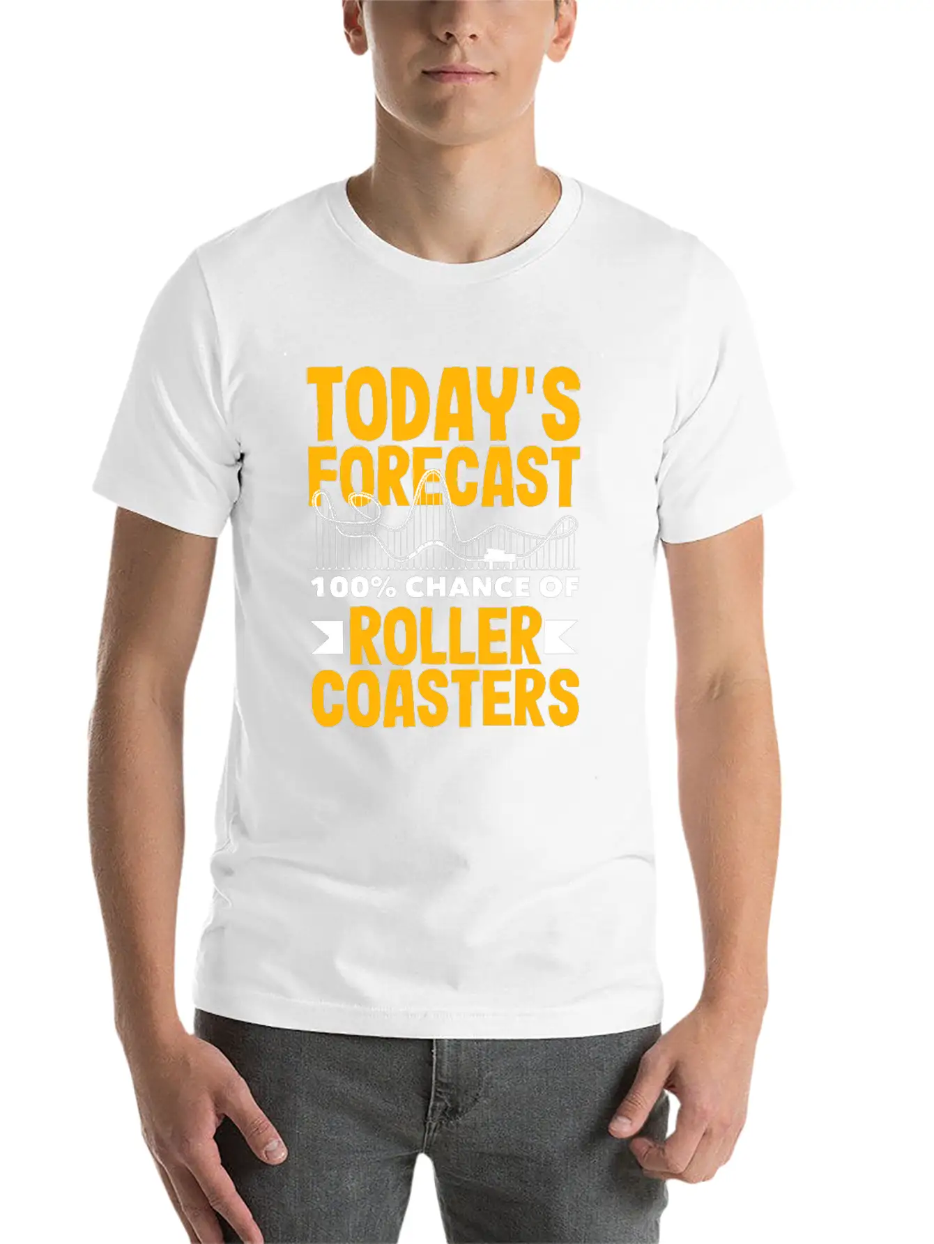 Today's Forecast 100% Chance Of Roller Coasters Soft Cotton Short Sleeve Tee ¨C Unisex Wardrobe Staple