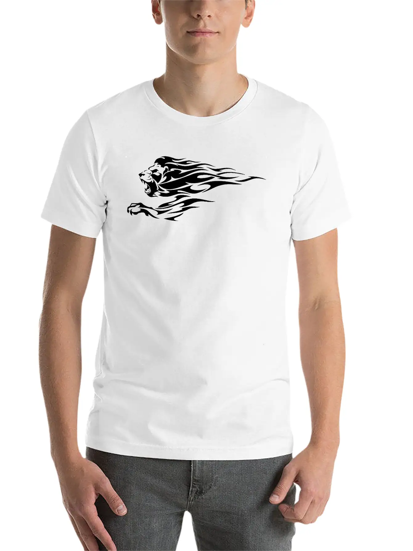 Tribal Fire Lion Essential Cotton Tee For Daily Outfits ¨C Unisex Style