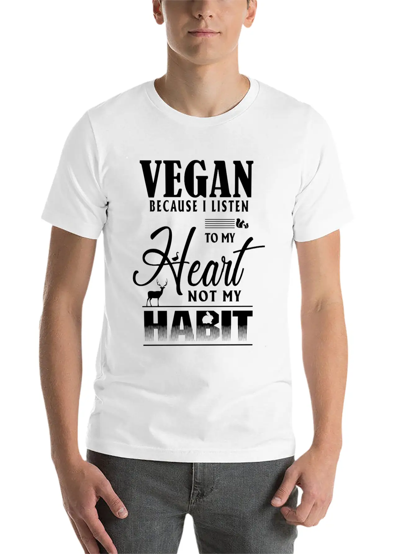 Vegan Because I Listen To My Heart Not My Habit Essential Cotton Tee For Daily Outfits ¨C Unisex Style