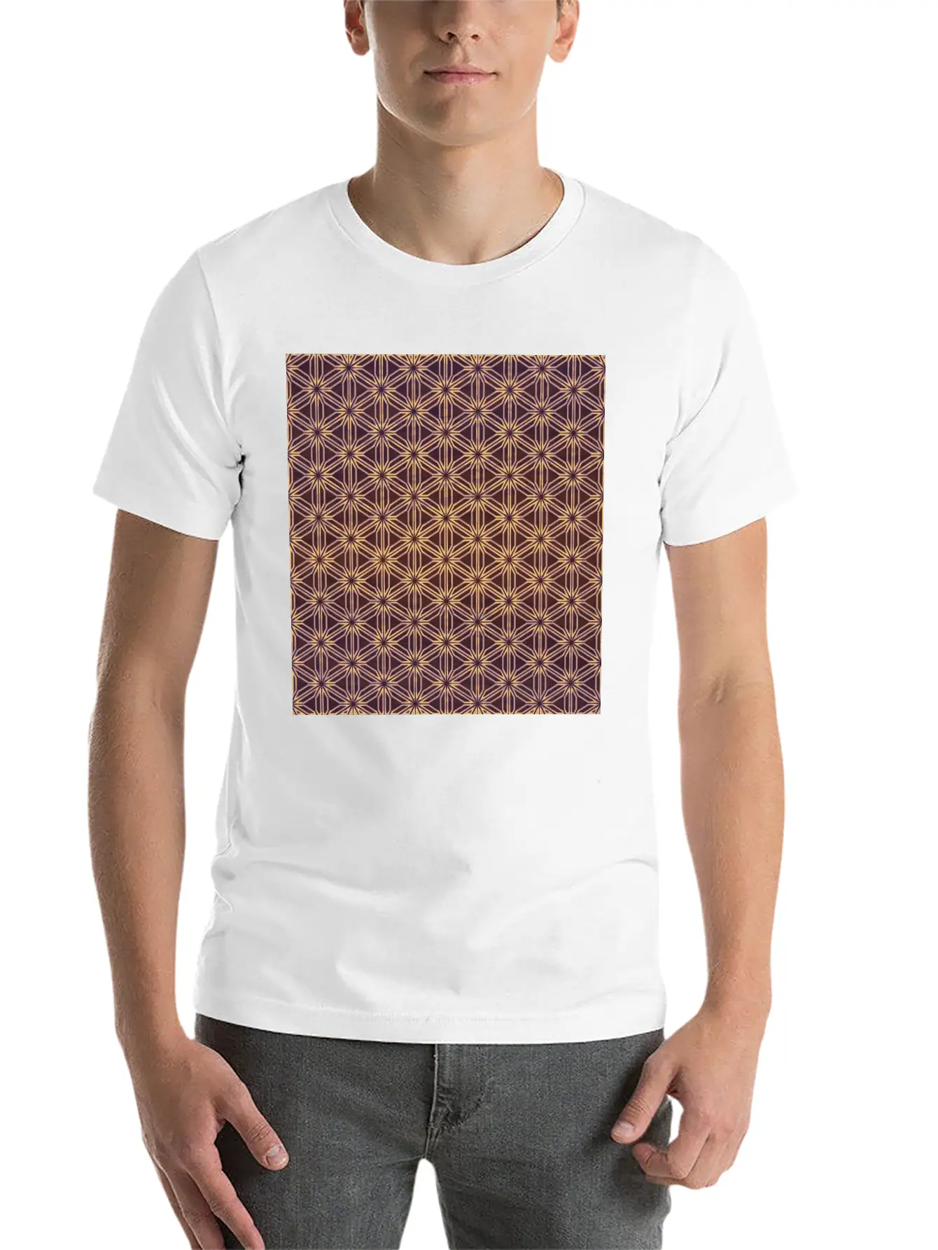 Vibrant Geometric Star Pattern Essential Cotton Tee For Daily Outfits ¨C Unisex Style