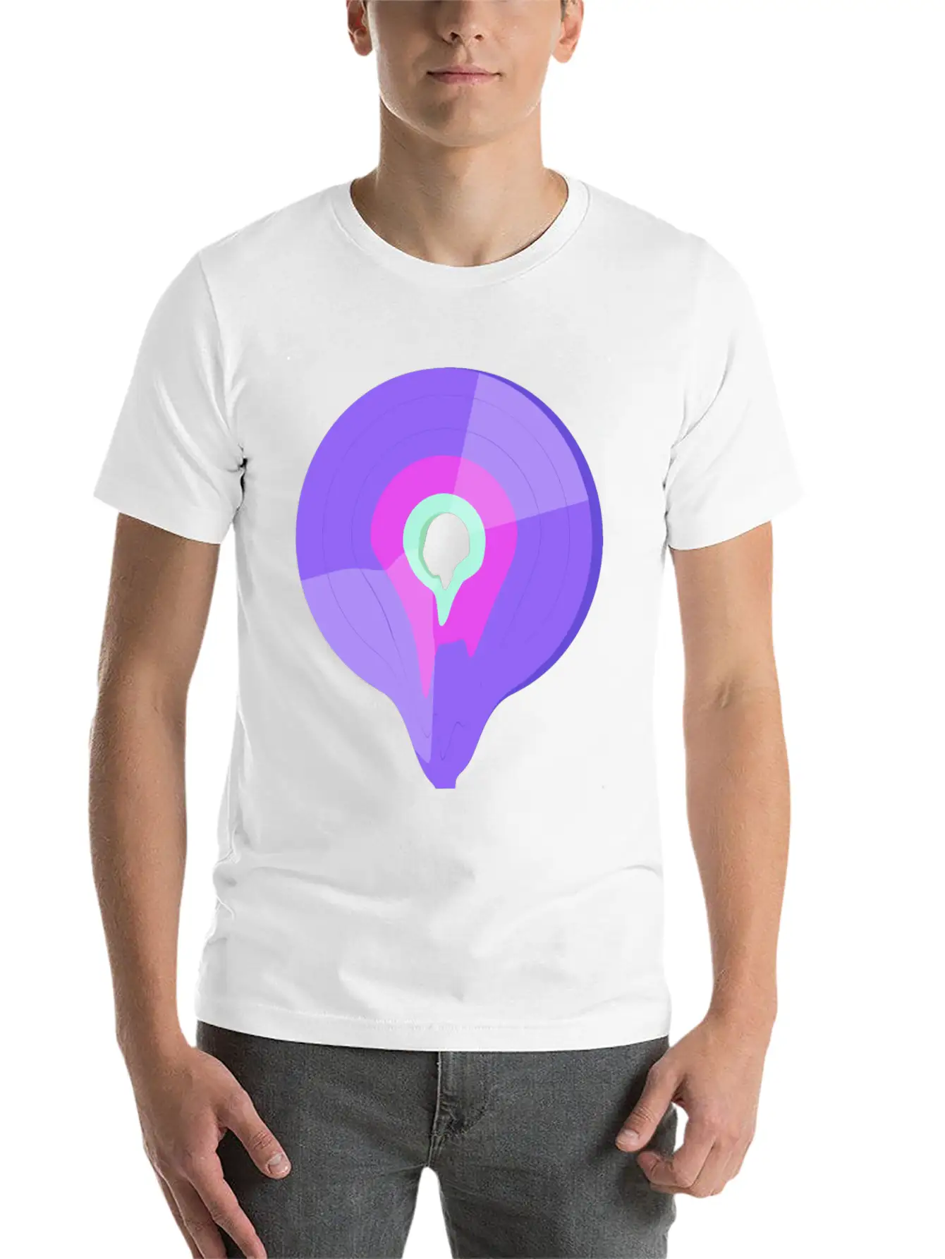 Vinyl Record Retro Melting Lila Pink Green Essential Cotton Tee For Daily Outfits ¨C Unisex Style