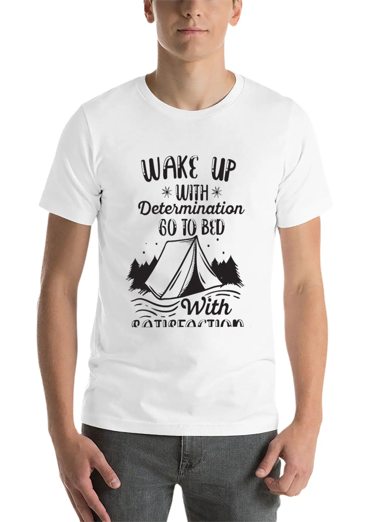WAKE UP WITH DETERMINATION Basic Graphic T-Shirt ¨C Daily Comfort In Soft Cotton