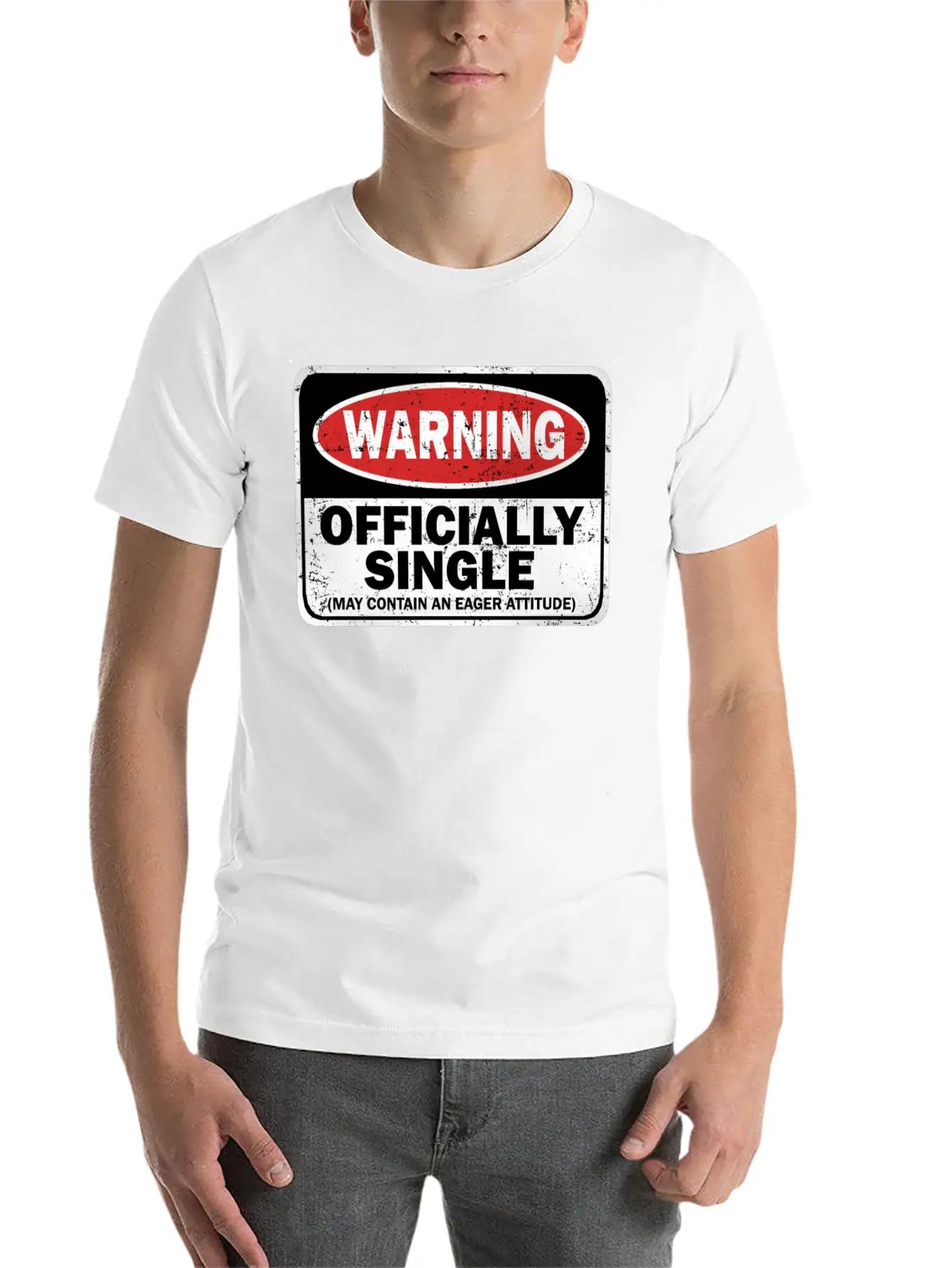 Warning Officially Single May Contain An Eager Soft Cotton Short Sleeve Tee ¨C Unisex Wardrobe Staple