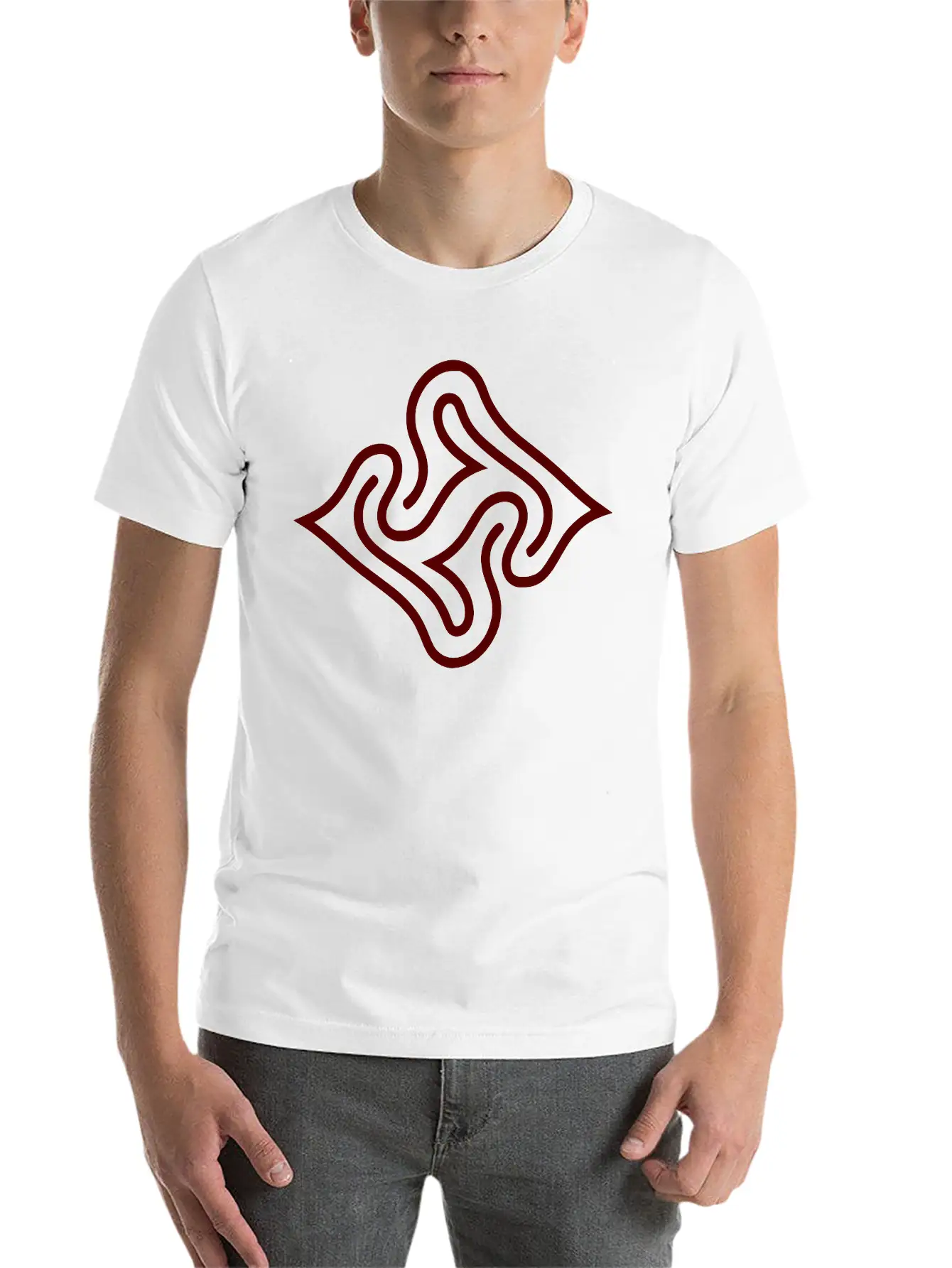Wavy Line Maze Design Vector Essential Cotton Tee For Daily Outfits ¨C Unisex Style