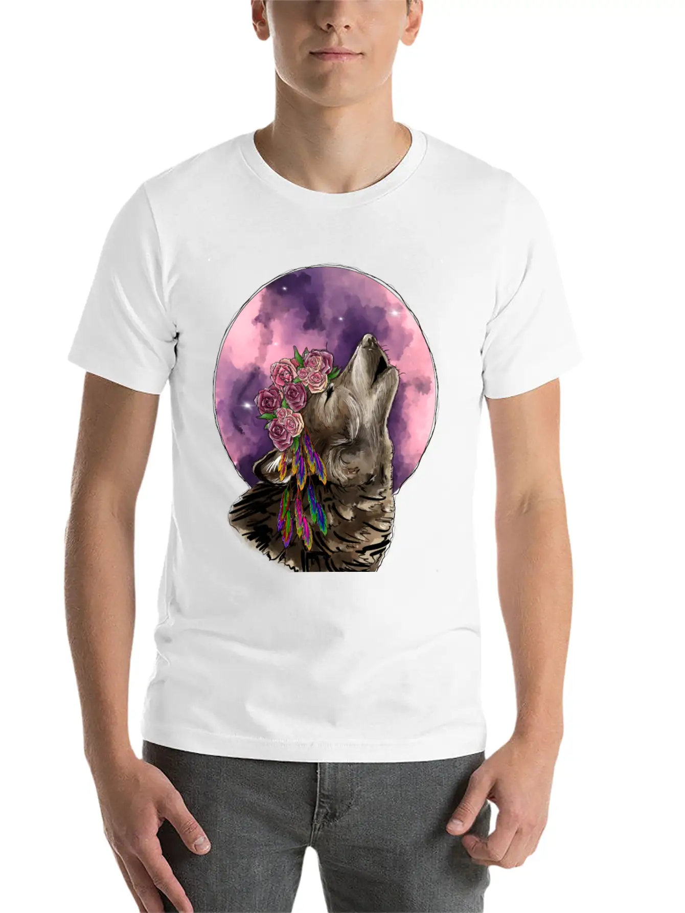 Wolf And Moon Essential Cotton Tee For Daily Outfits ¨C Unisex Style