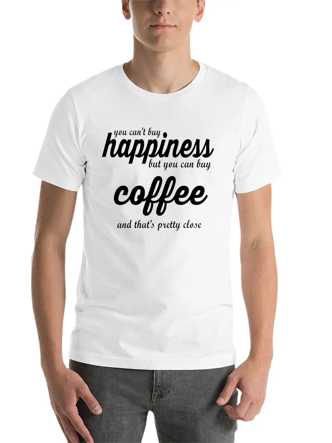 YOU CAN'T BUY HAPPINESS BUT YOU CAN BUY COFFE Essential Cotton Tee For Daily Outfits ¨C Unisex Style