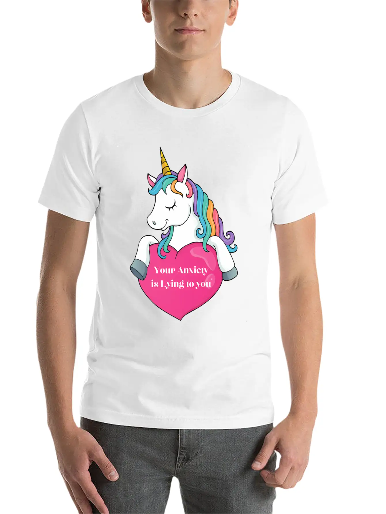 Your Anxiety Is Lying To You- Unicorn And He Essential Cotton Tee For Daily Outfits ¨C Unisex Style
