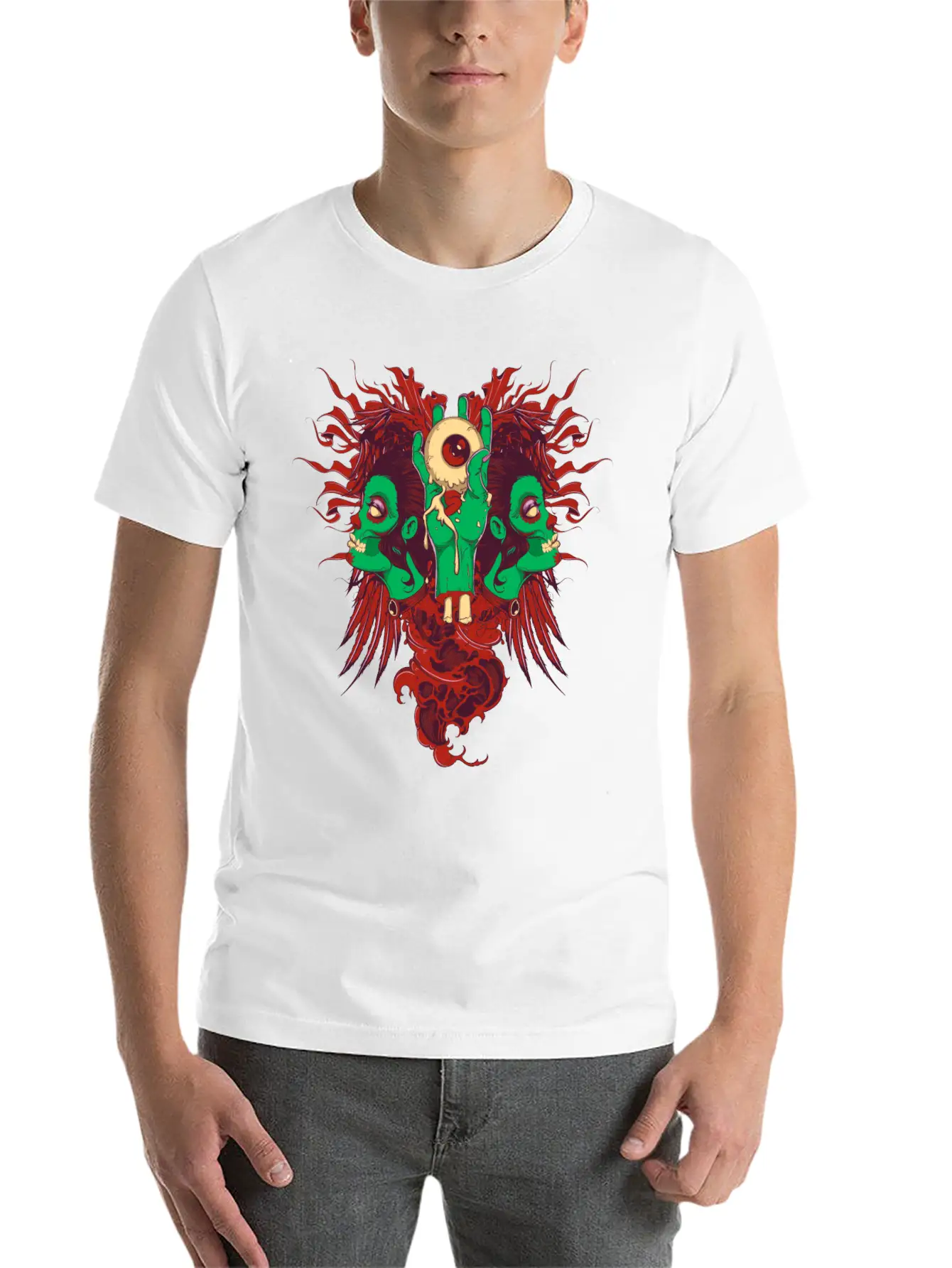 Zombie Hand With Eyes And Zombie Girl Unisex Casual T-Shirt ¨C Clean Design For Daily Comfort
