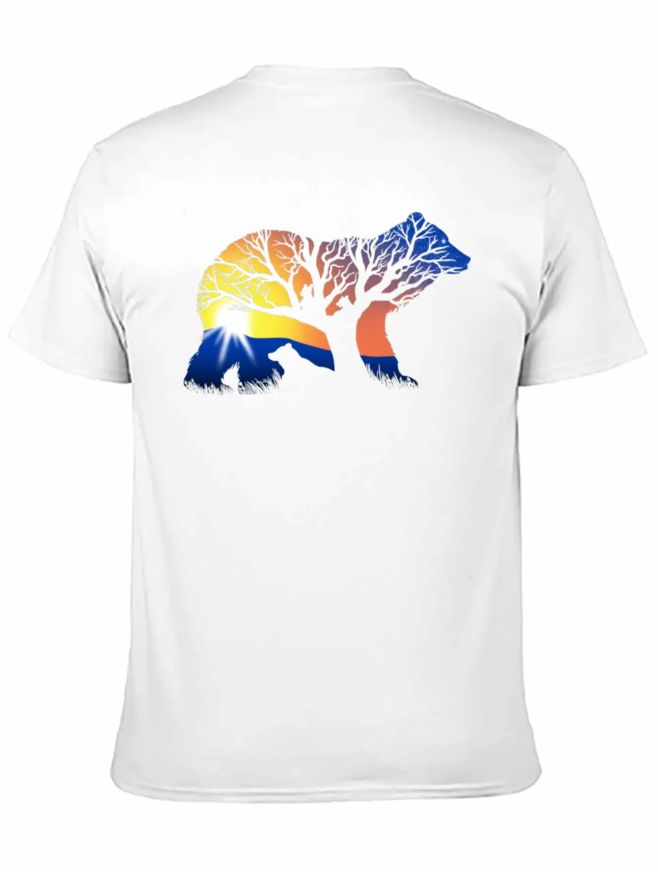 162 Bear Sunrise Essential Cotton Tee For Daily Outfits ¨C Unisex Style