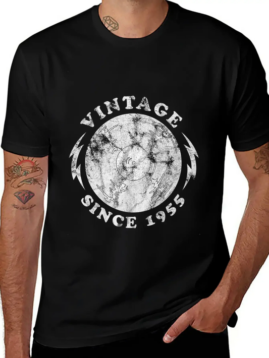 1955 Birthyear Vinyl Vintage 1955 Birthyear Vinyl Lightweight Cotton T-Shirt ¨C Daily Comfort Graphic Shirt