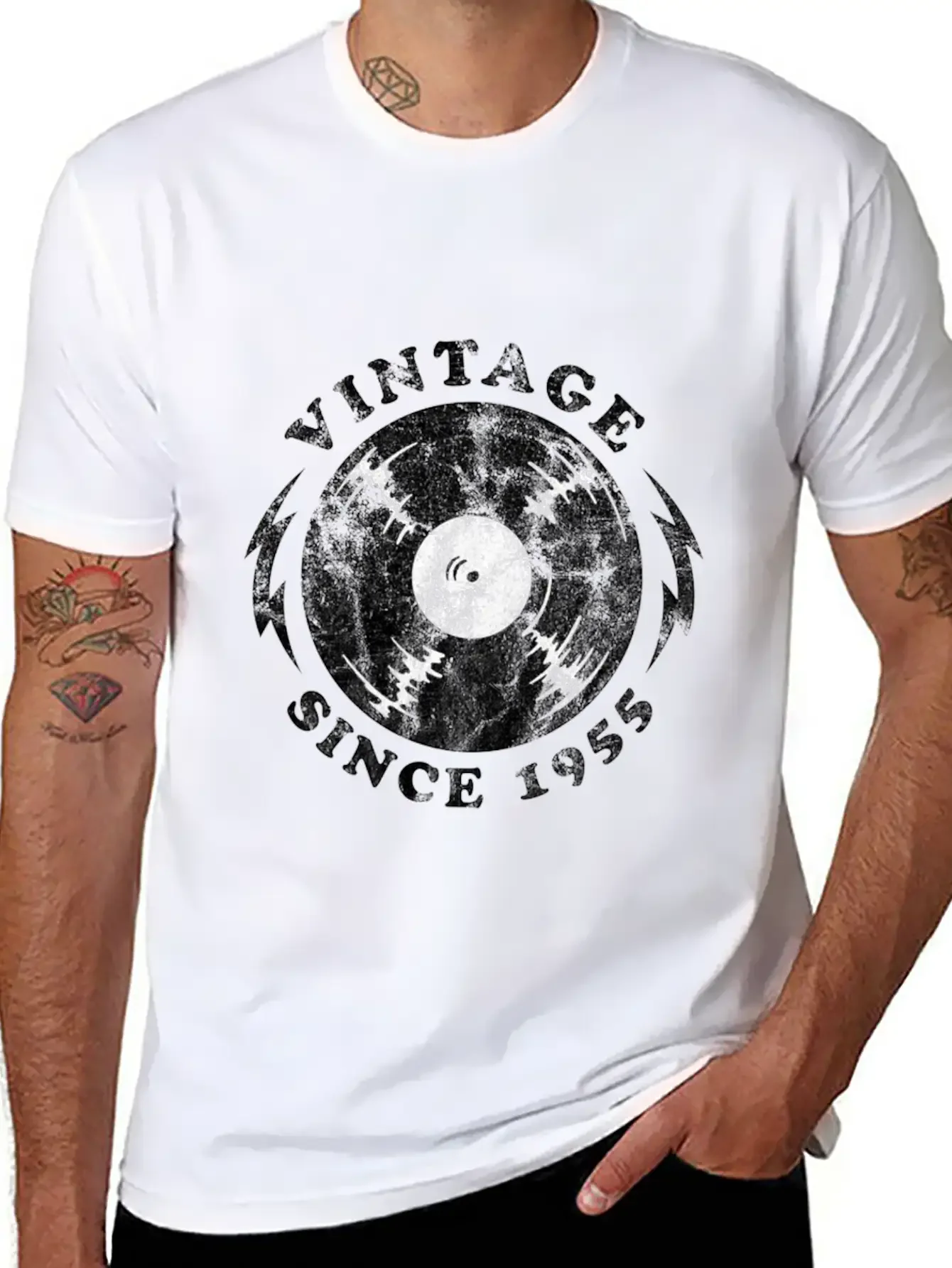 1955 Birthyear Vinyl Vintage 1955 Birthyear Vinyl Lightweight Cotton T-Shirt ¨C Daily Comfort Graphic Shirt