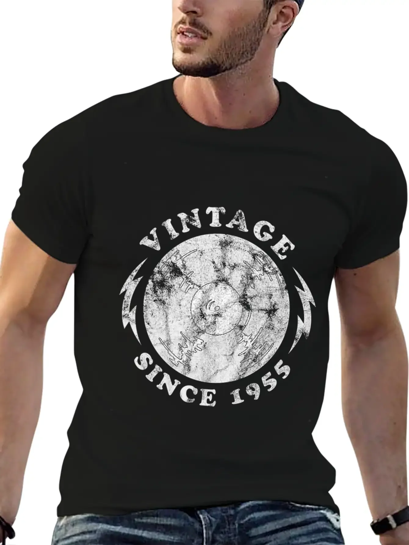 1955 Birthyear Vinyl Vintage 1955 Birthyear Vinyl Lightweight Cotton T-Shirt ¨C Daily Comfort Graphic Shirt