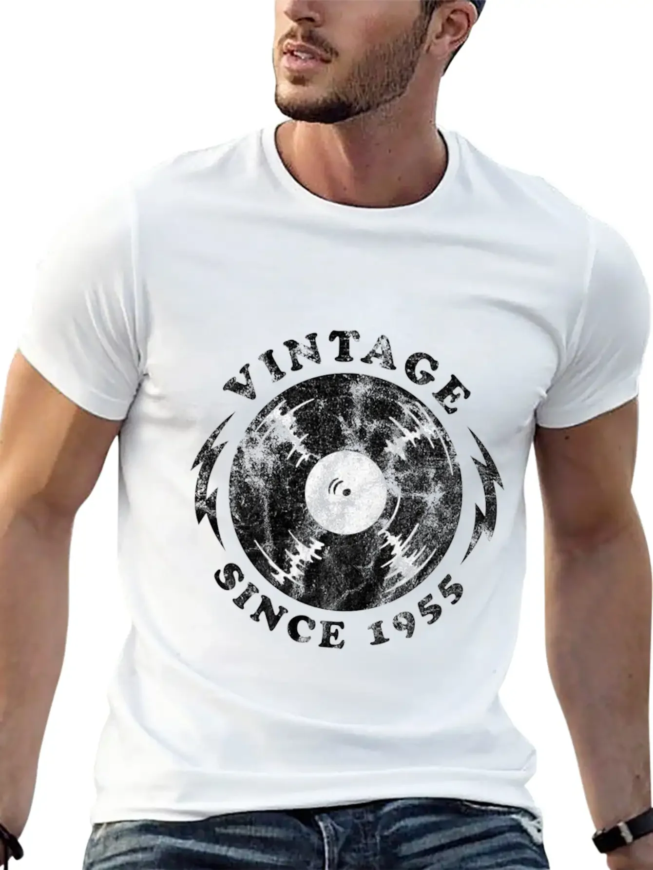 1955 Birthyear Vinyl Vintage 1955 Birthyear Vinyl Lightweight Cotton T-Shirt ¨C Daily Comfort Graphic Shirt