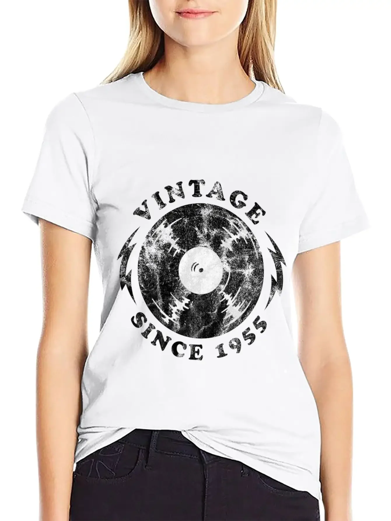 1955 Birthyear Vinyl Vintage 1955 Birthyear Vinyl Lightweight Cotton T-Shirt ¨C Daily Comfort Graphic Shirt