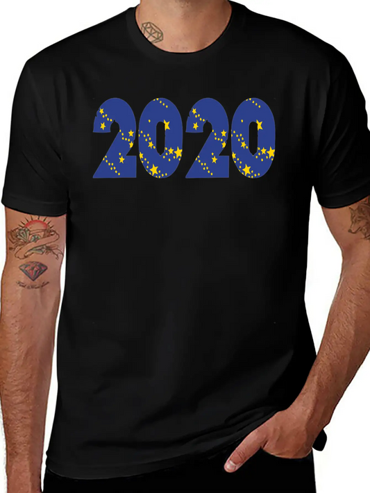 ??¡ã?2020-Awesome Happy New Year Of 2020(Star Font) Unisex Casual T-Shirt ¨C Clean Design For Daily Comfort