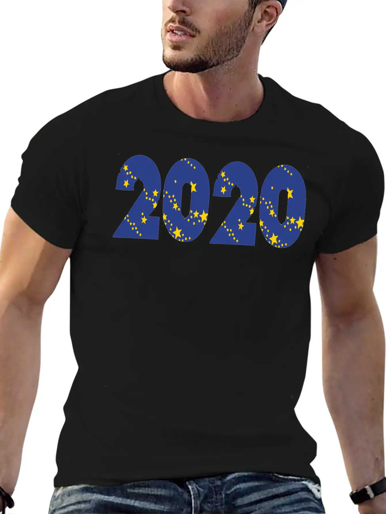 ??¡ã?2020-Awesome Happy New Year Of 2020(Star Font) Unisex Casual T-Shirt ¨C Clean Design For Daily Comfort