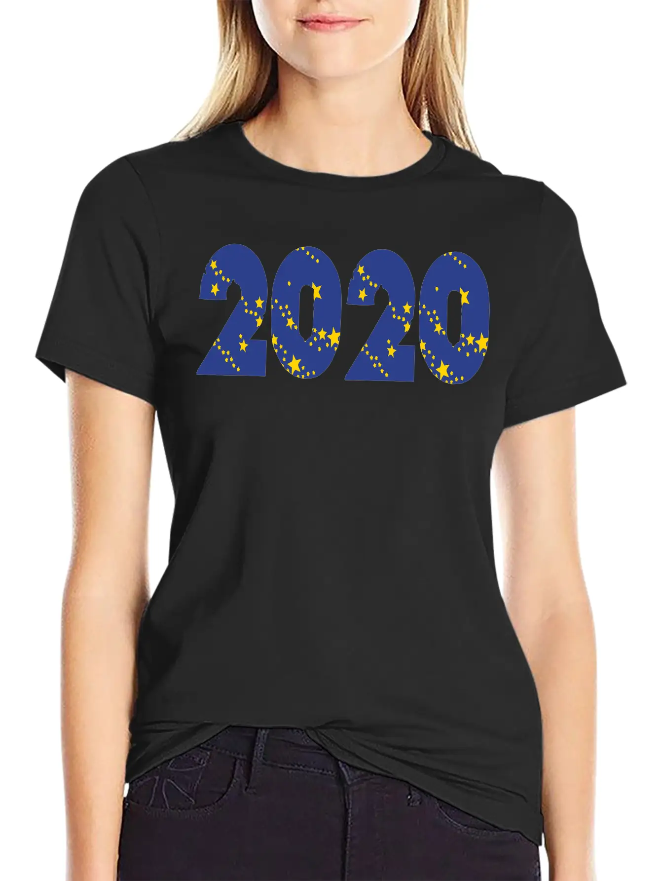 ??¡ã?2020-Awesome Happy New Year Of 2020(Star Font) Unisex Casual T-Shirt ¨C Clean Design For Daily Comfort