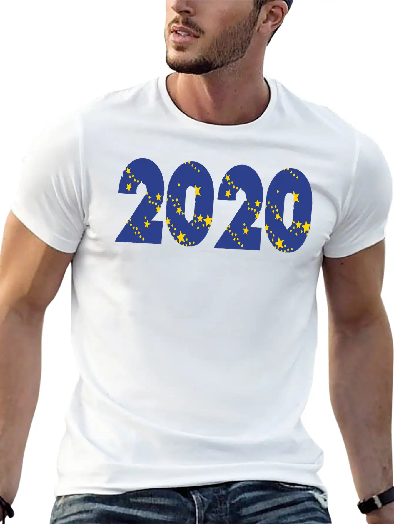 ??¡ã?2020-Awesome Happy New Year Of 2020(Star Font) Unisex Casual T-Shirt ¨C Clean Design For Daily Comfort