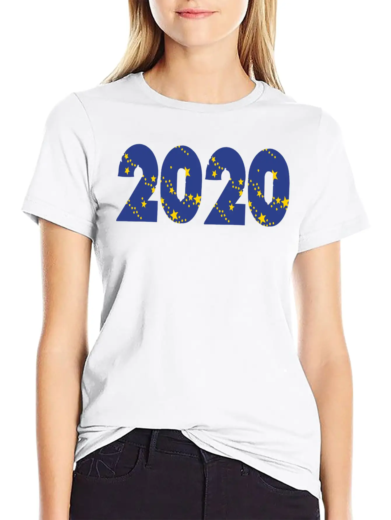 ??¡ã?2020-Awesome Happy New Year Of 2020(Star Font) Unisex Casual T-Shirt ¨C Clean Design For Daily Comfort