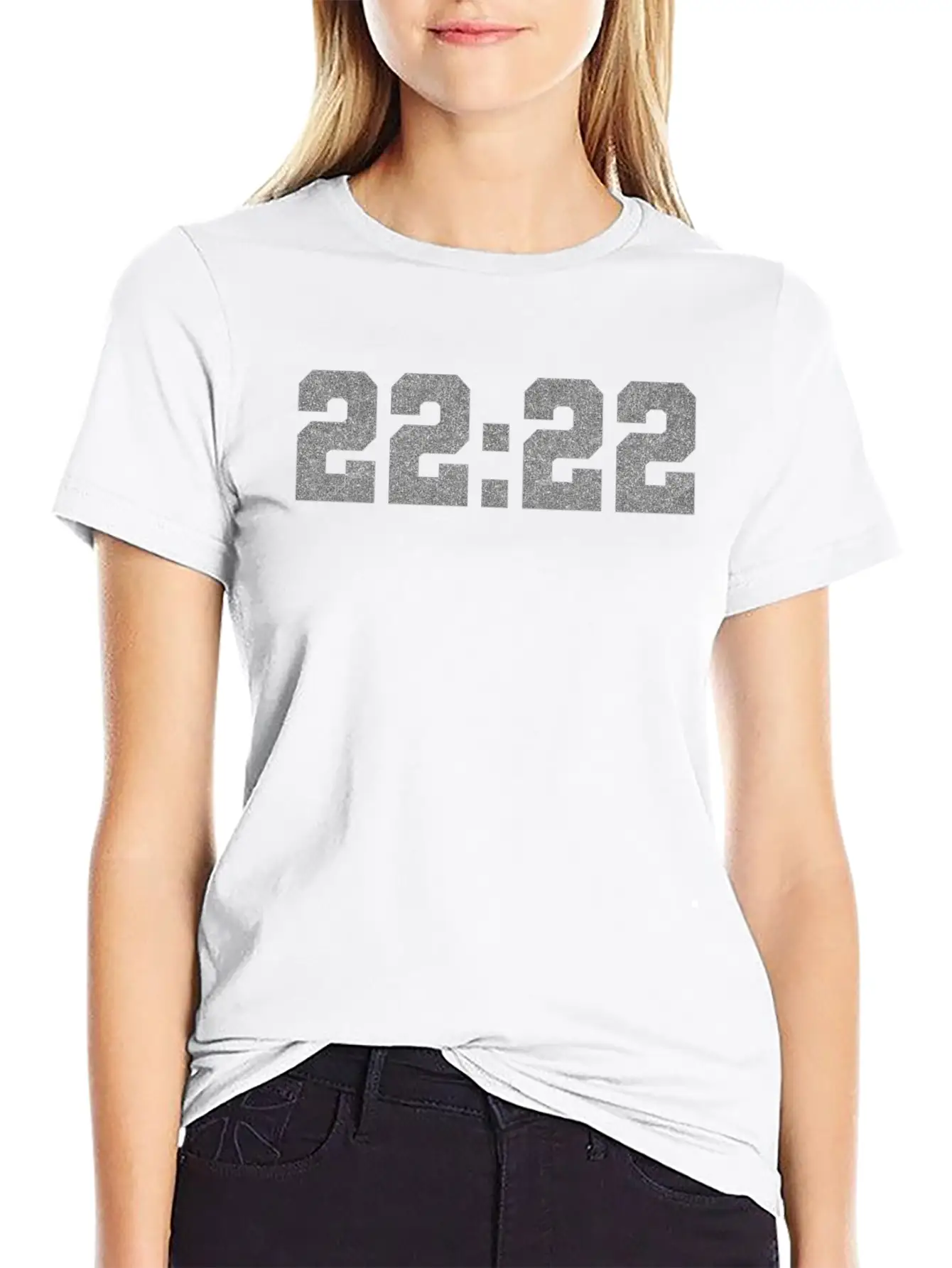 222 Angel Number Intuition Silver Word Art Essential Cotton Tee For Daily Outfits ¨C Unisex Style