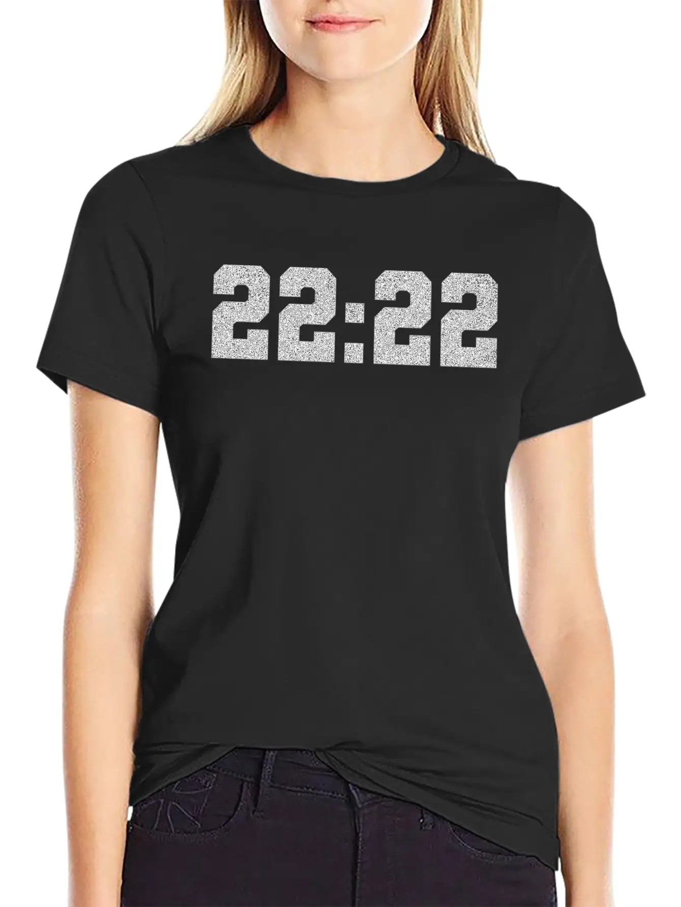 222 Angel Number Intuition Silver Word Art Essential Cotton Tee For Daily Outfits ¨C Unisex Style